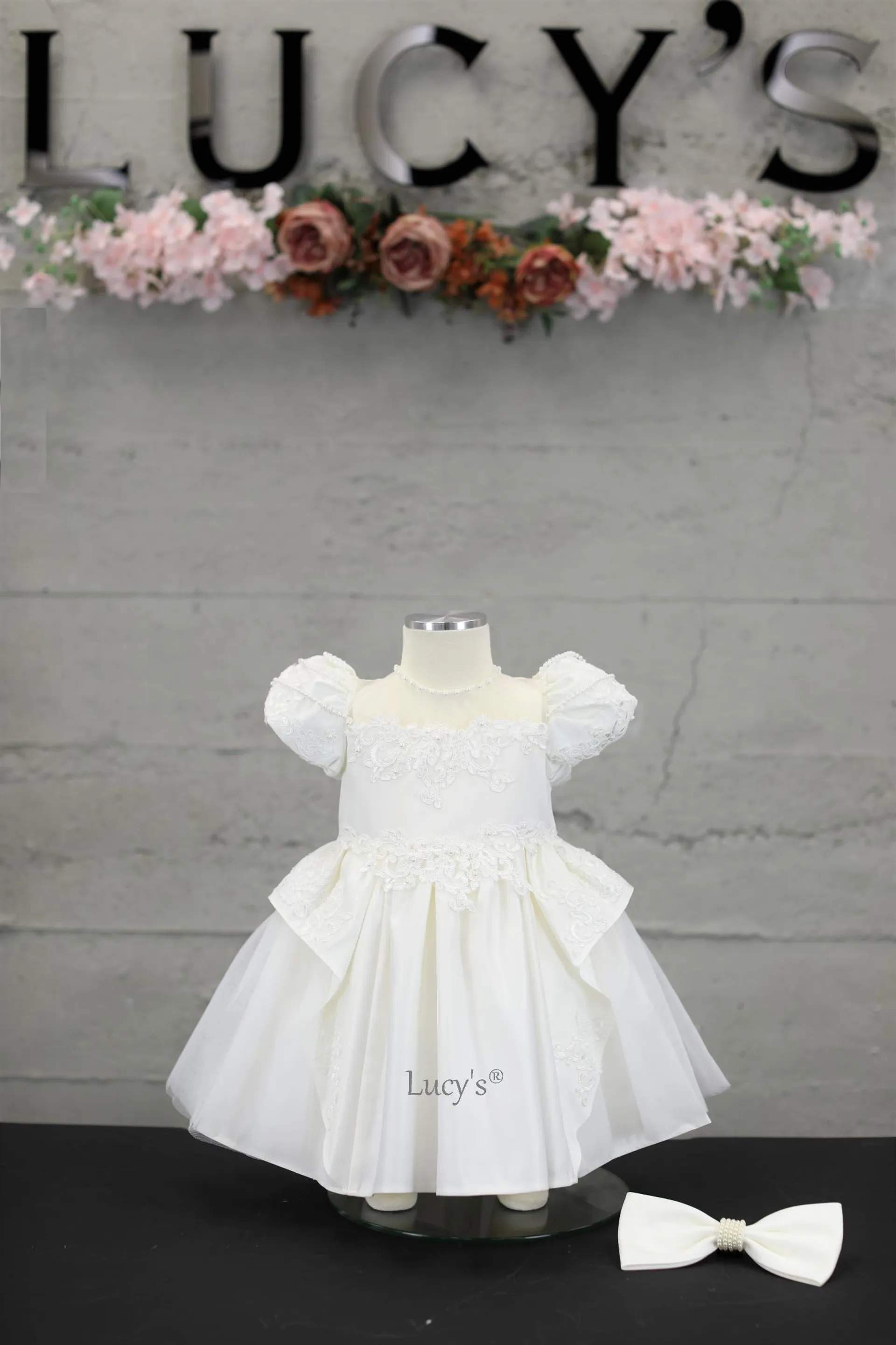 Baby Girl Ivory Premium Flower Girl Dress - Ada