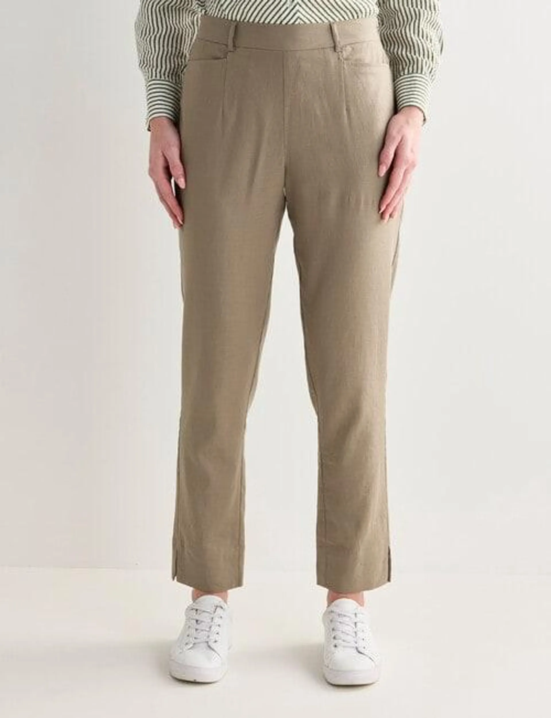 Jigsaw Linen Blend Pull On Straight Leg Pant, Stone