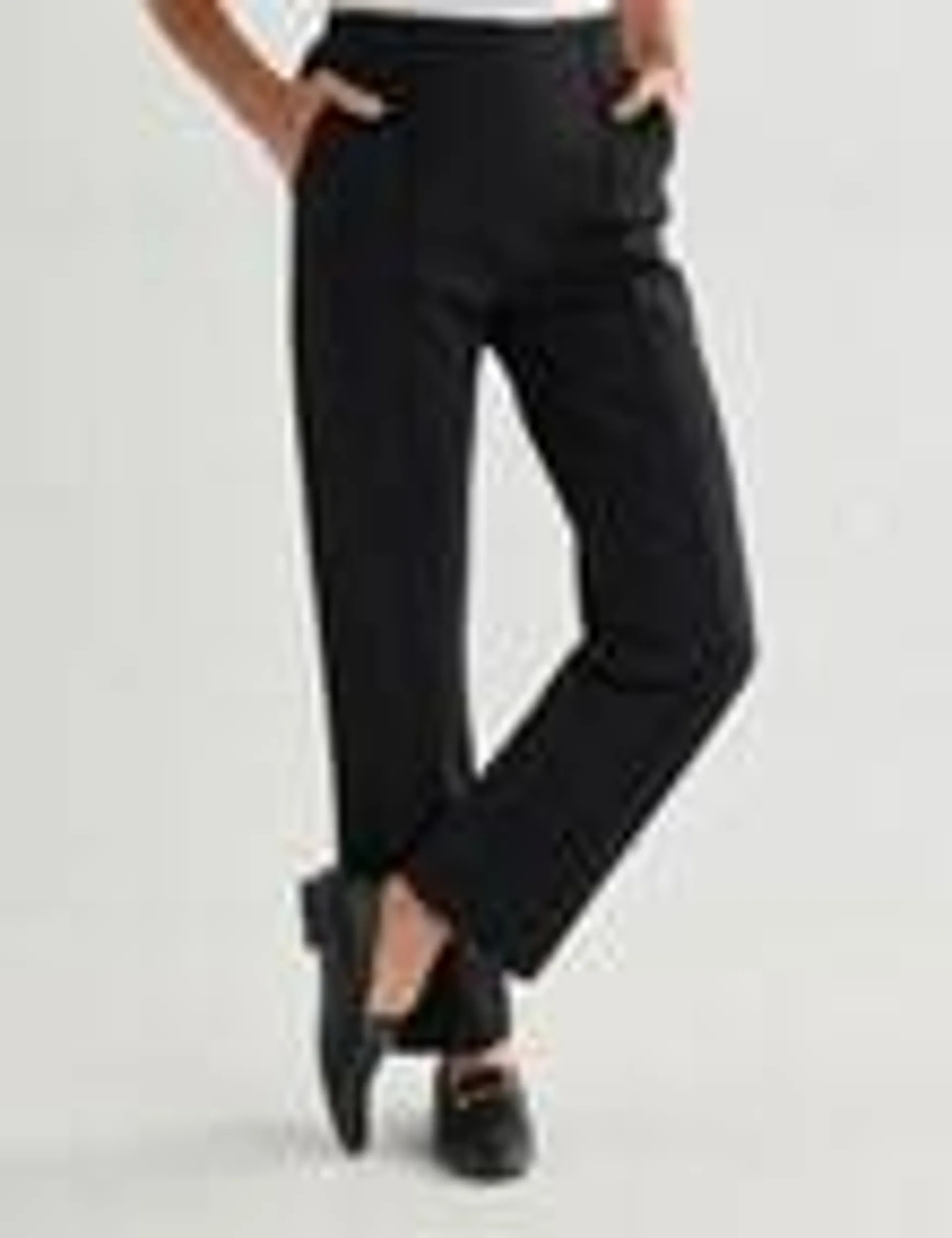 Ella J Ponte Straight Leg Shorter Length Pant, Black