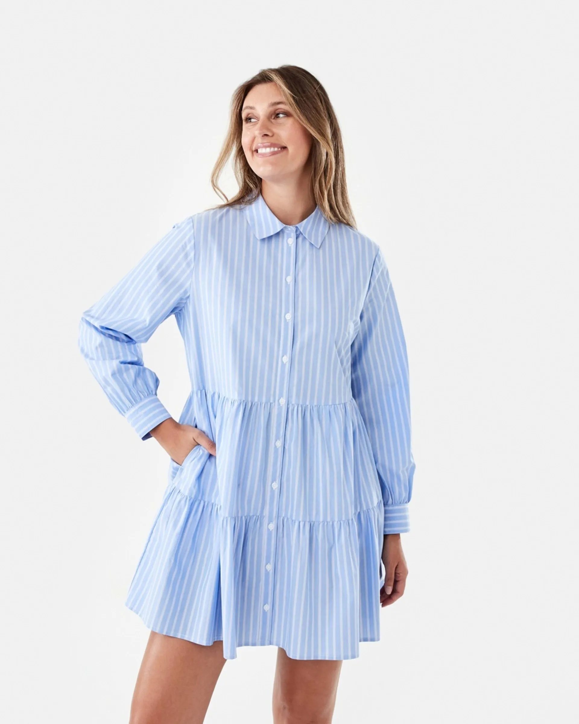 Long Sleeve Button Shirt Mini Dress