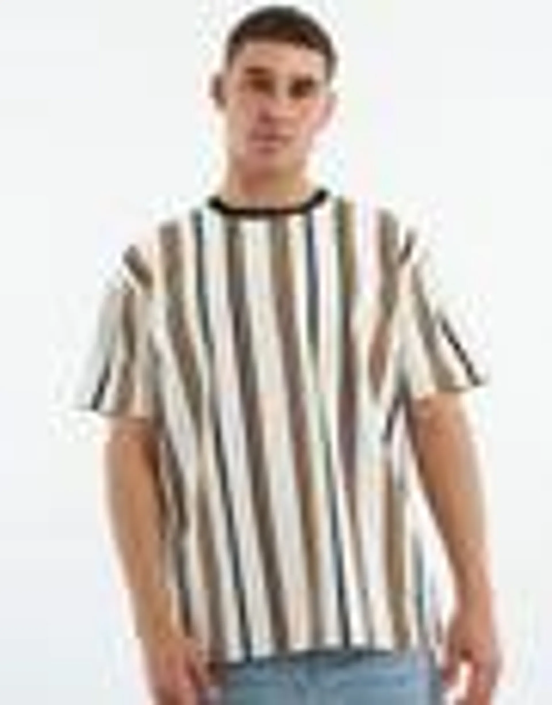 Paris Stripe Relaxed Fit Tee in Off White