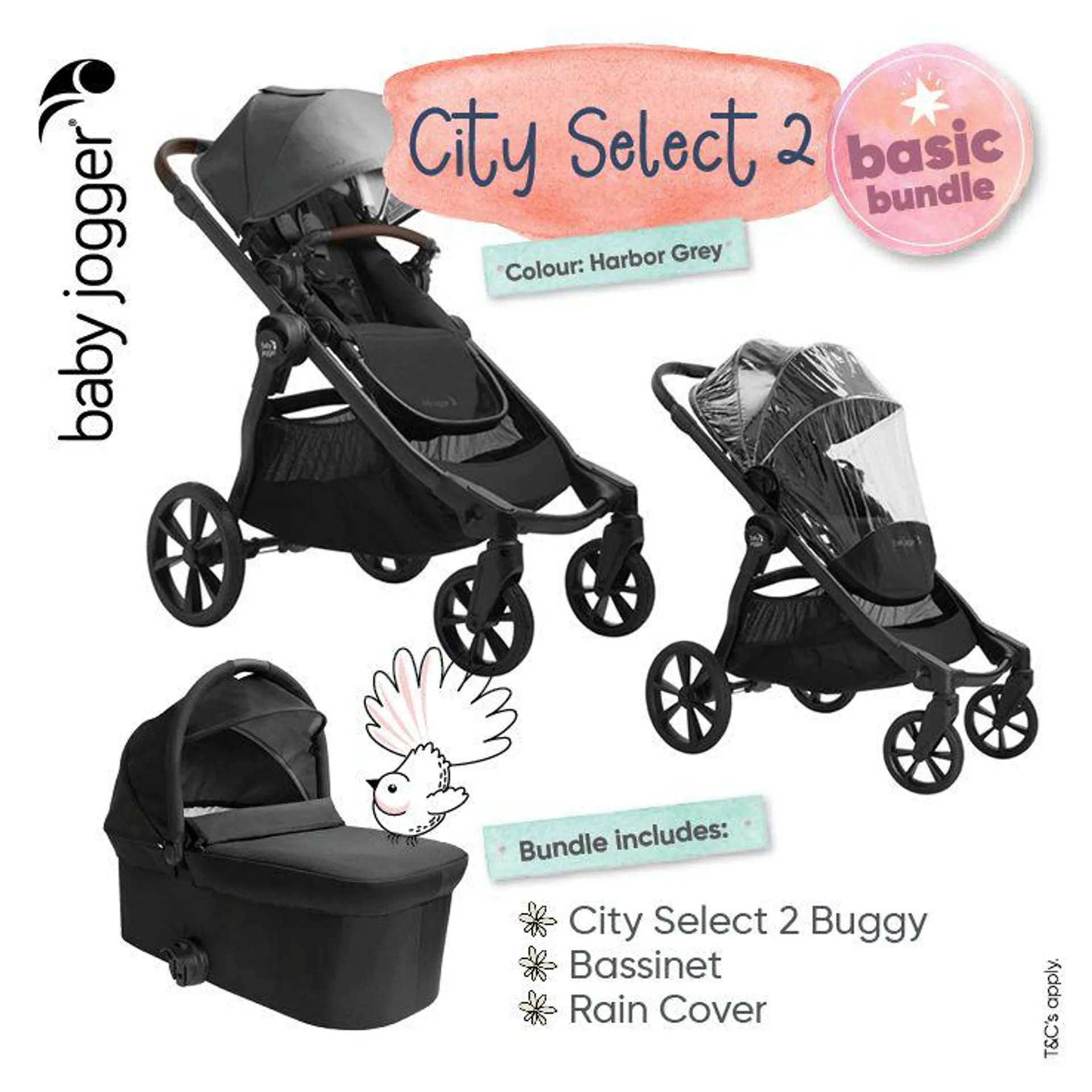 Baby Jogger City Select 2 Basic Bundle - Harbor Grey