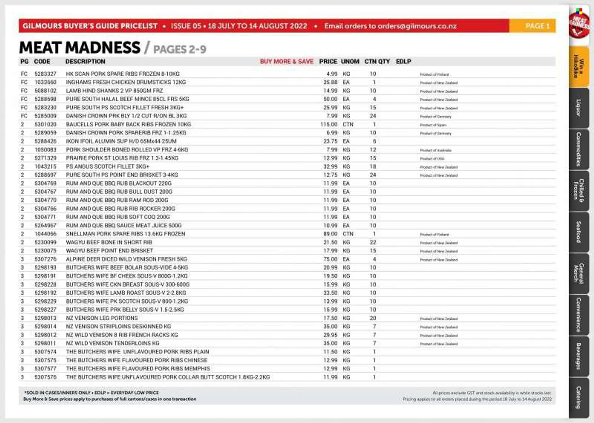 Gilmours mailer - 18.07.2022 - 14.08.2022 - Sales products - seafood, sauce, barbecue sauce, juice, rum, liquor, coq, chicken drumsticks, chicken meat, beef meat, ground beef, pork meat, pork ribs, pork shoulder, pork spare ribs, pork back ribs, lamb meat