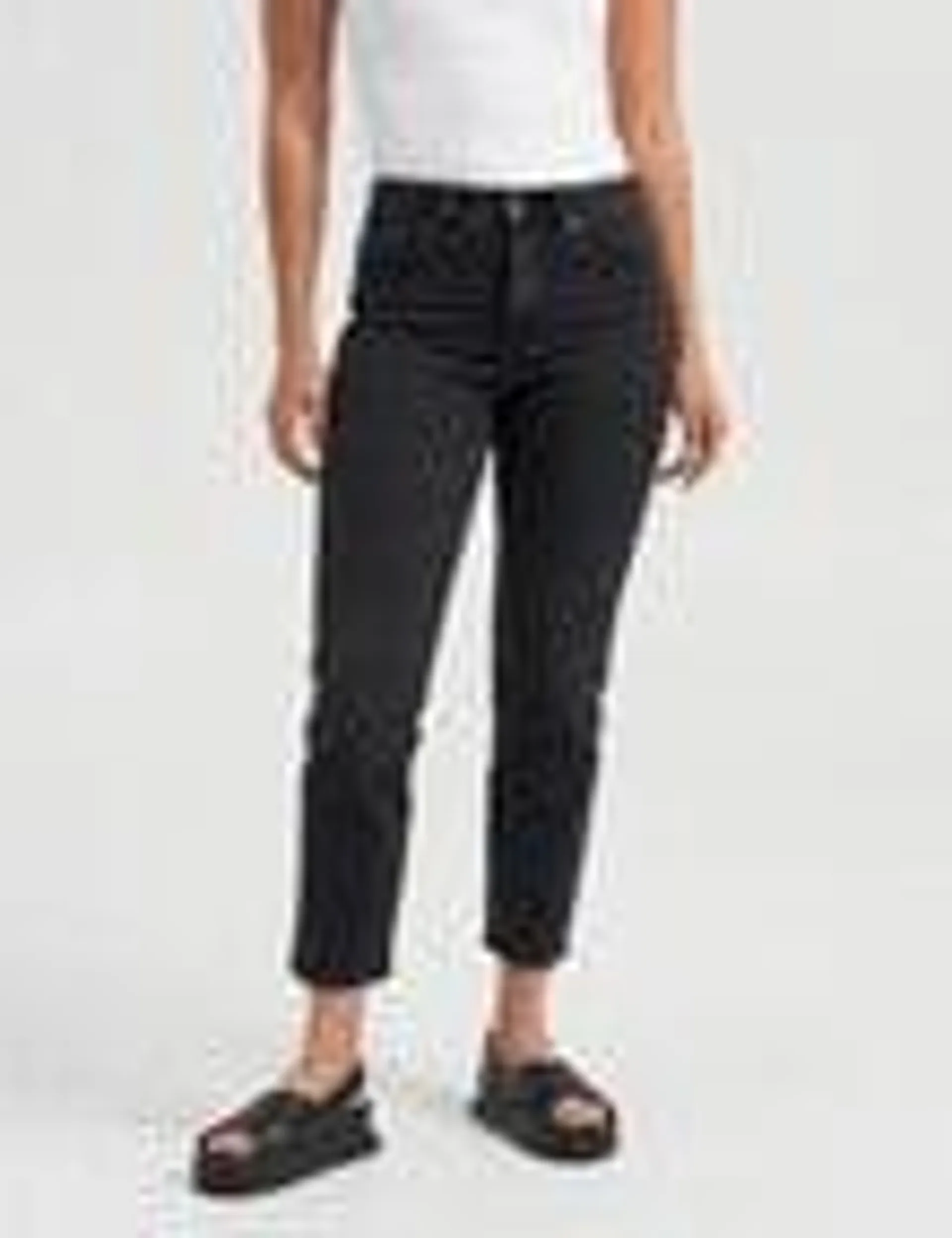 ONLY Emily High Waisted Stright Ankled Jean, Black Denim