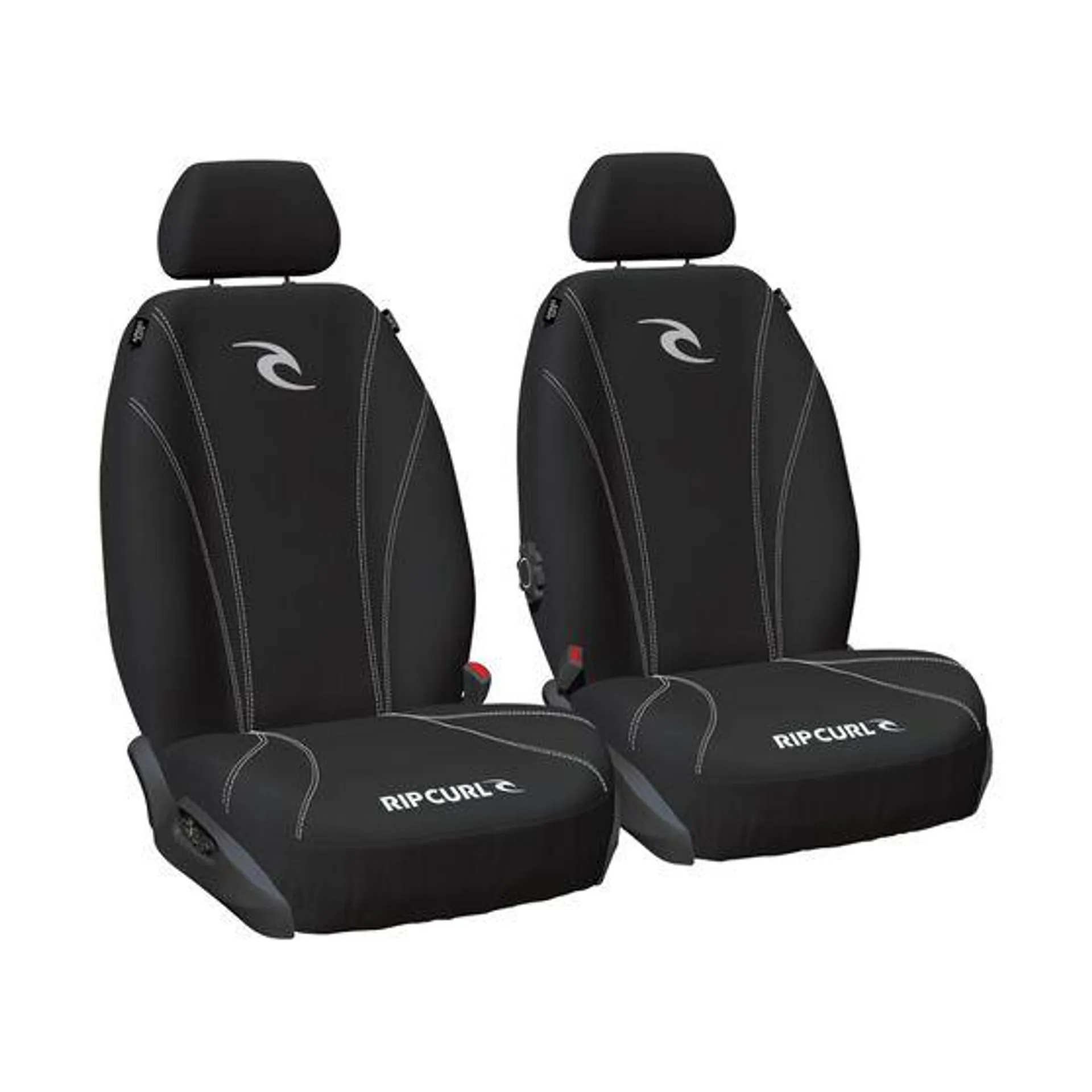 Rip Curl Logo Neoprene Seat Covers White/Black Adjustable Headrests Airbag Compatible