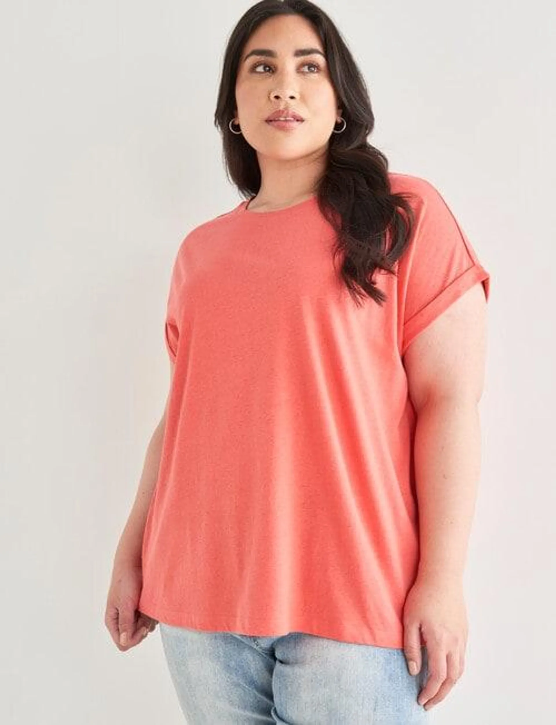 Studio Curve Essential Linen Tee, Orange