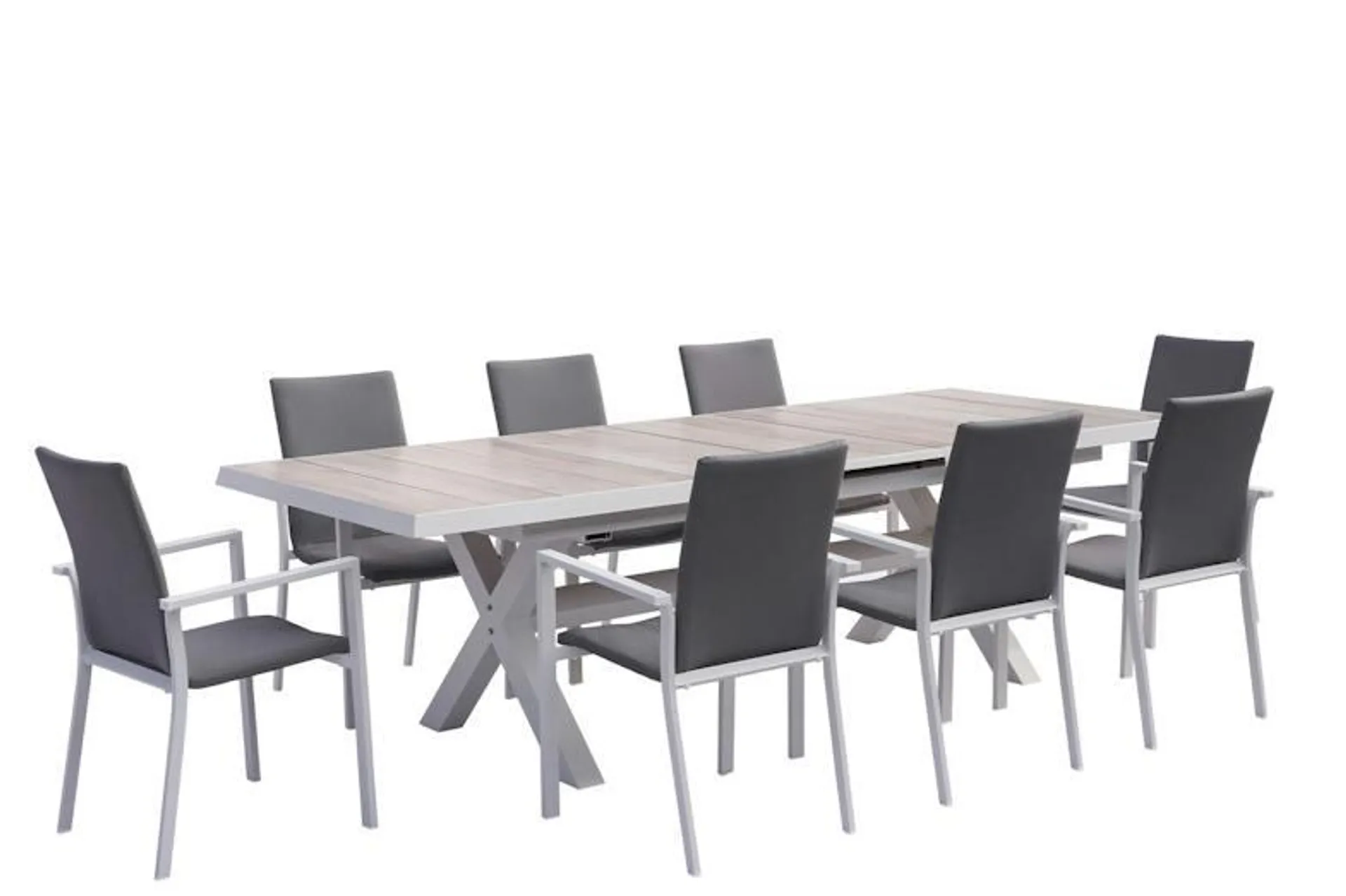 Brunei 9 Piece Outdoor Extension Dining Suite - White