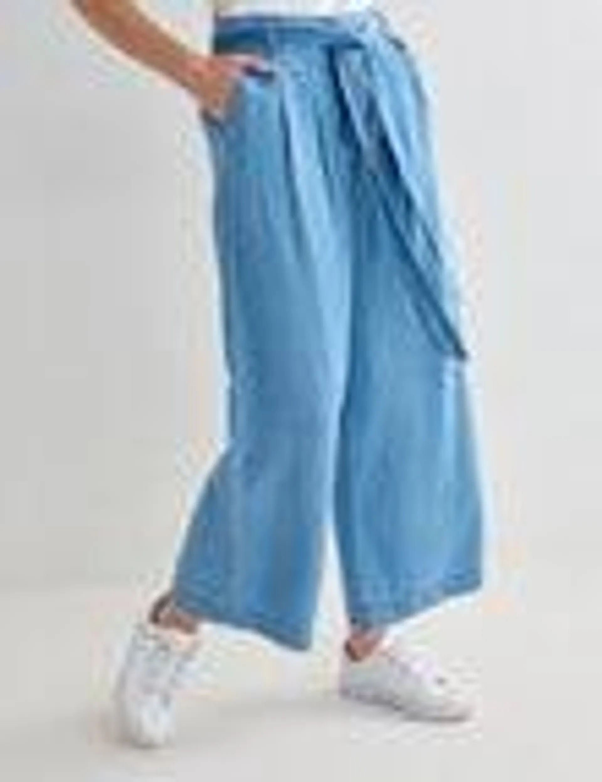 Whistle Culotte Chambray Pants, Blue