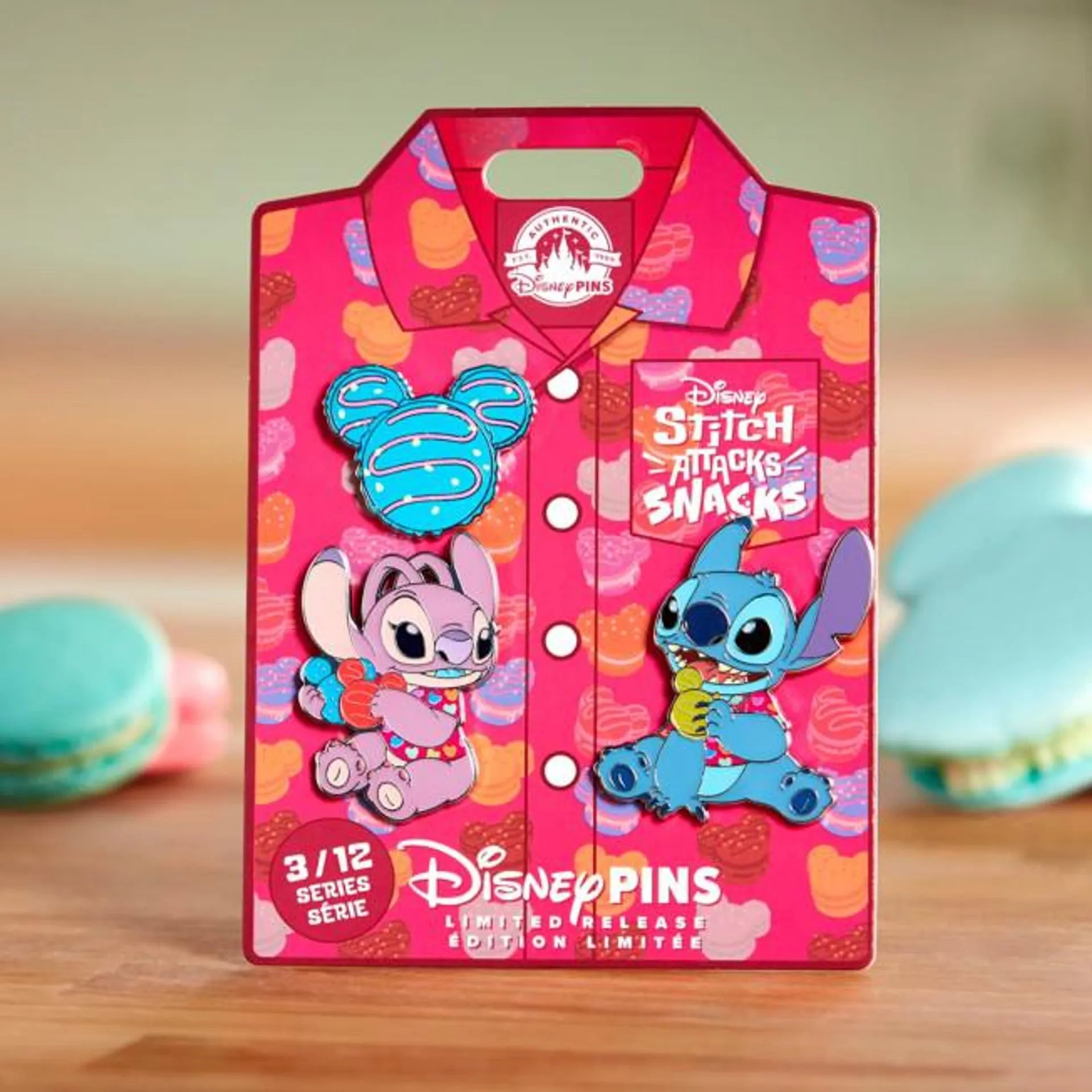 Stitch Attacks Snacks Limited Release Pin Set, Macaron, March