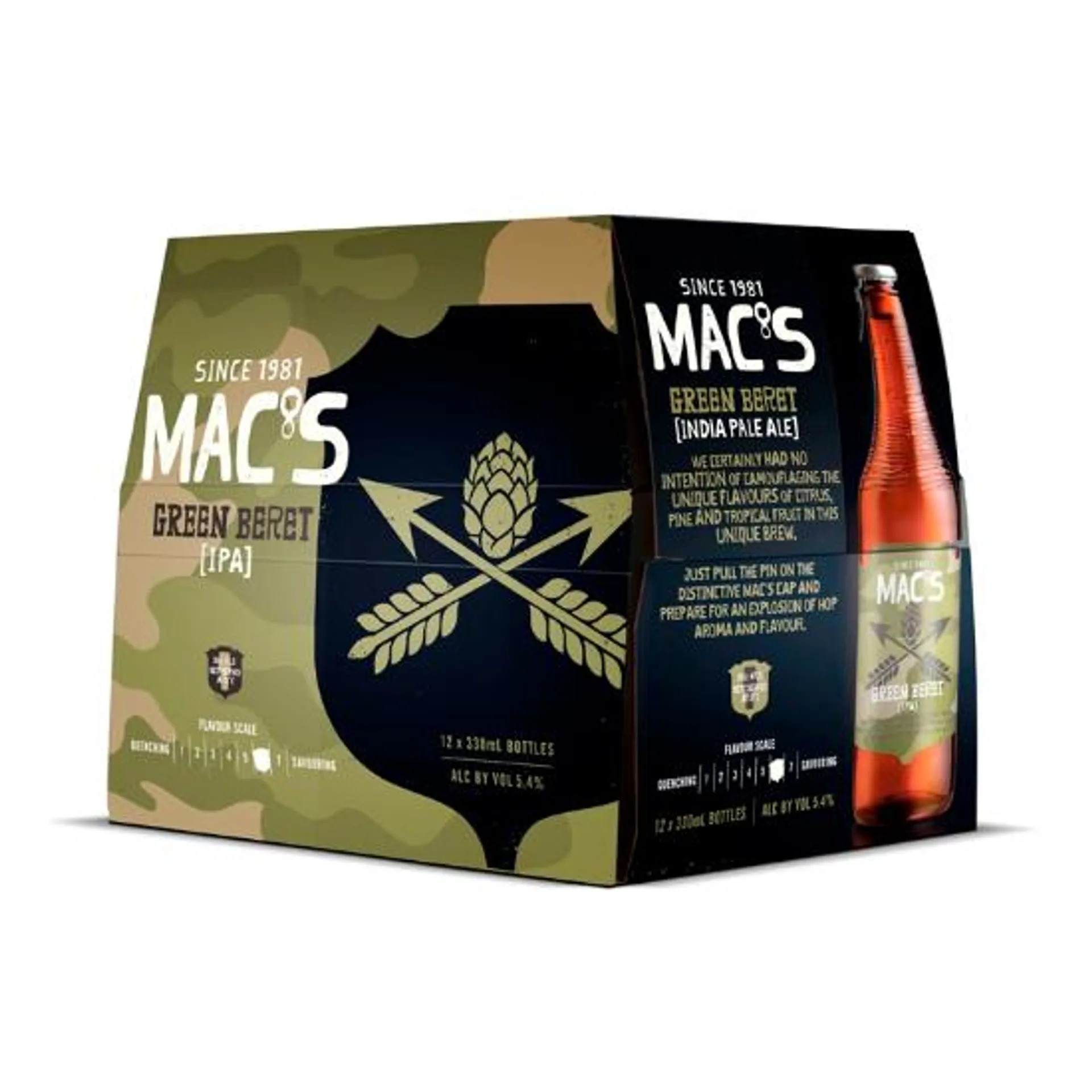 Mac's Green Beret IPA Bottles 12x330ml