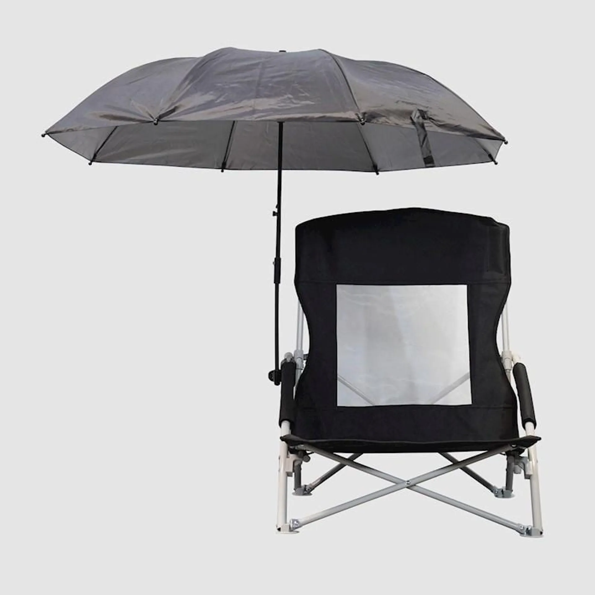 Outdoor Creations Beach Chair With Umbrella Black