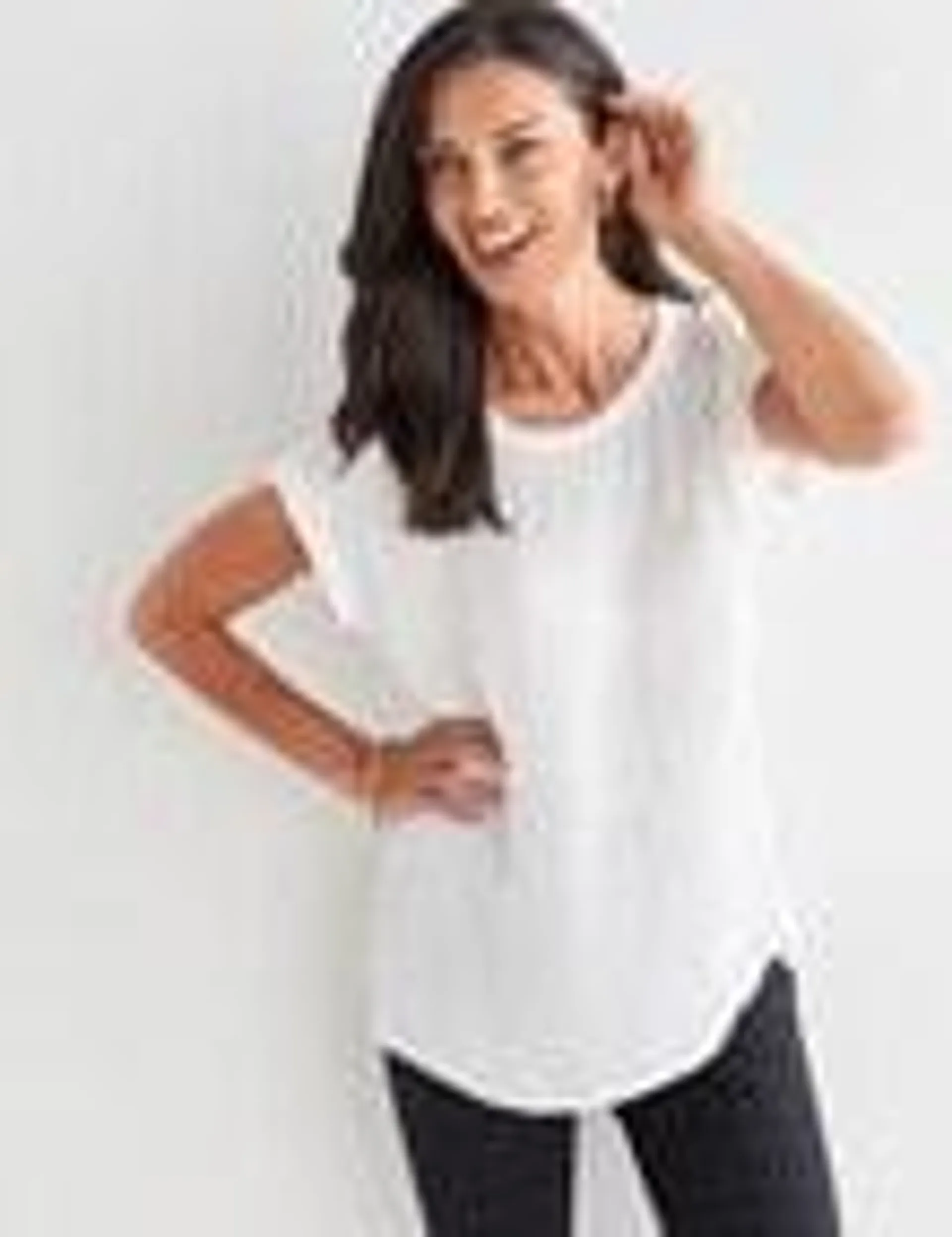 Ella J Satin Front Tee, Ivory