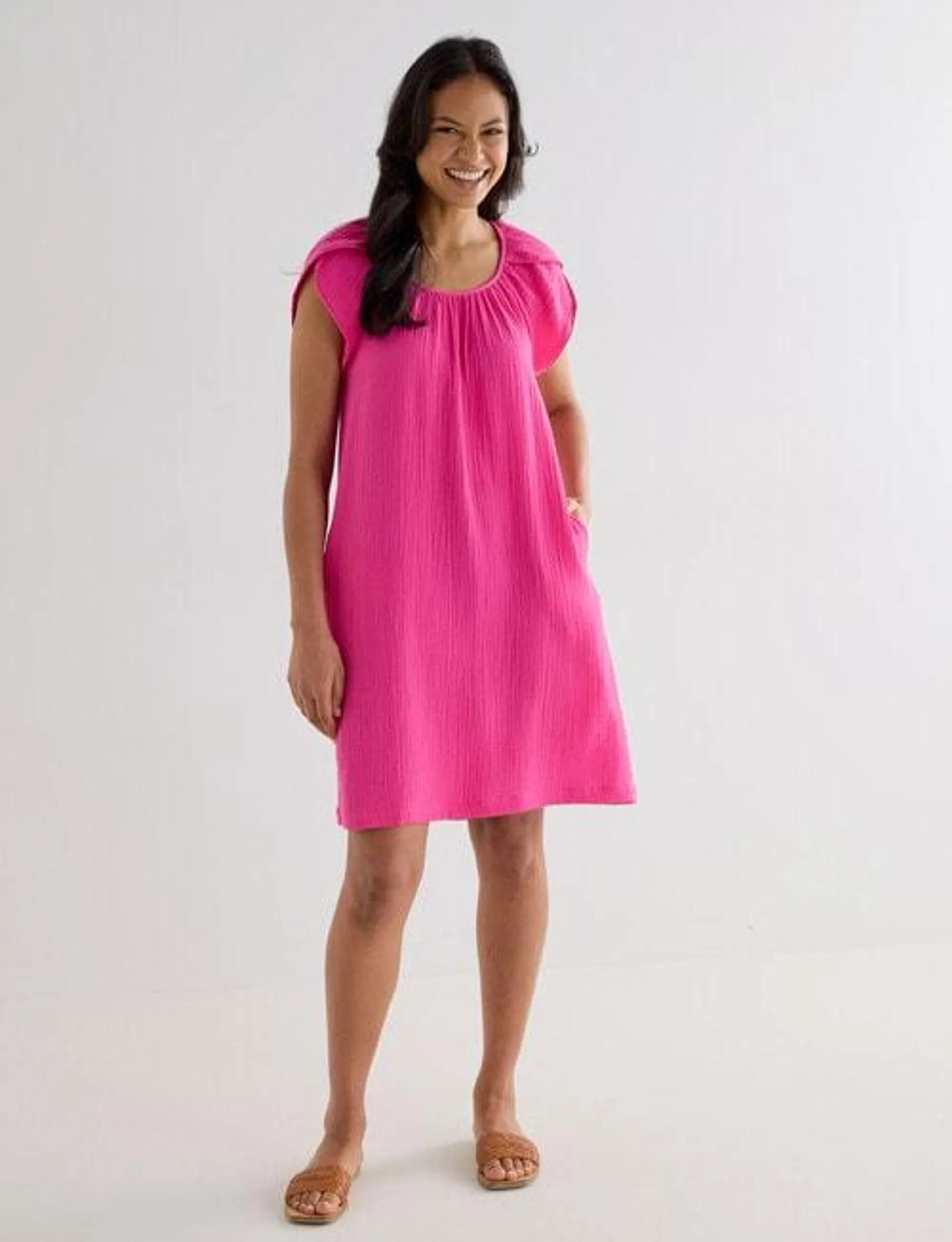 Zest Tulip Sleeve Dress, Pink