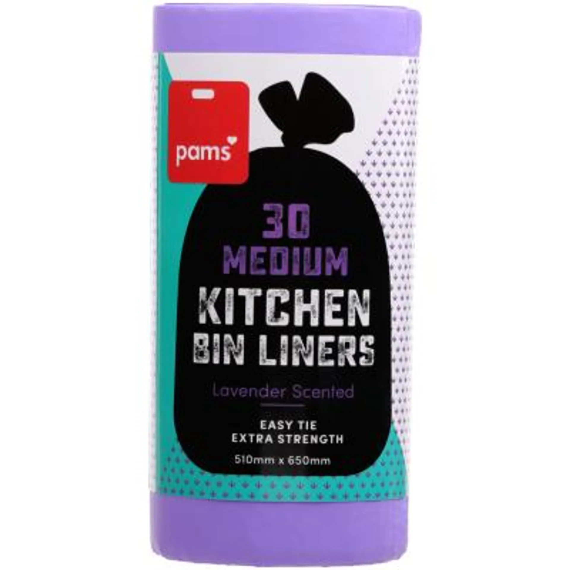 Pams Lavender Easy Tie Extra Strength Medium Kitchen Tidy Liners 51 x 65cm