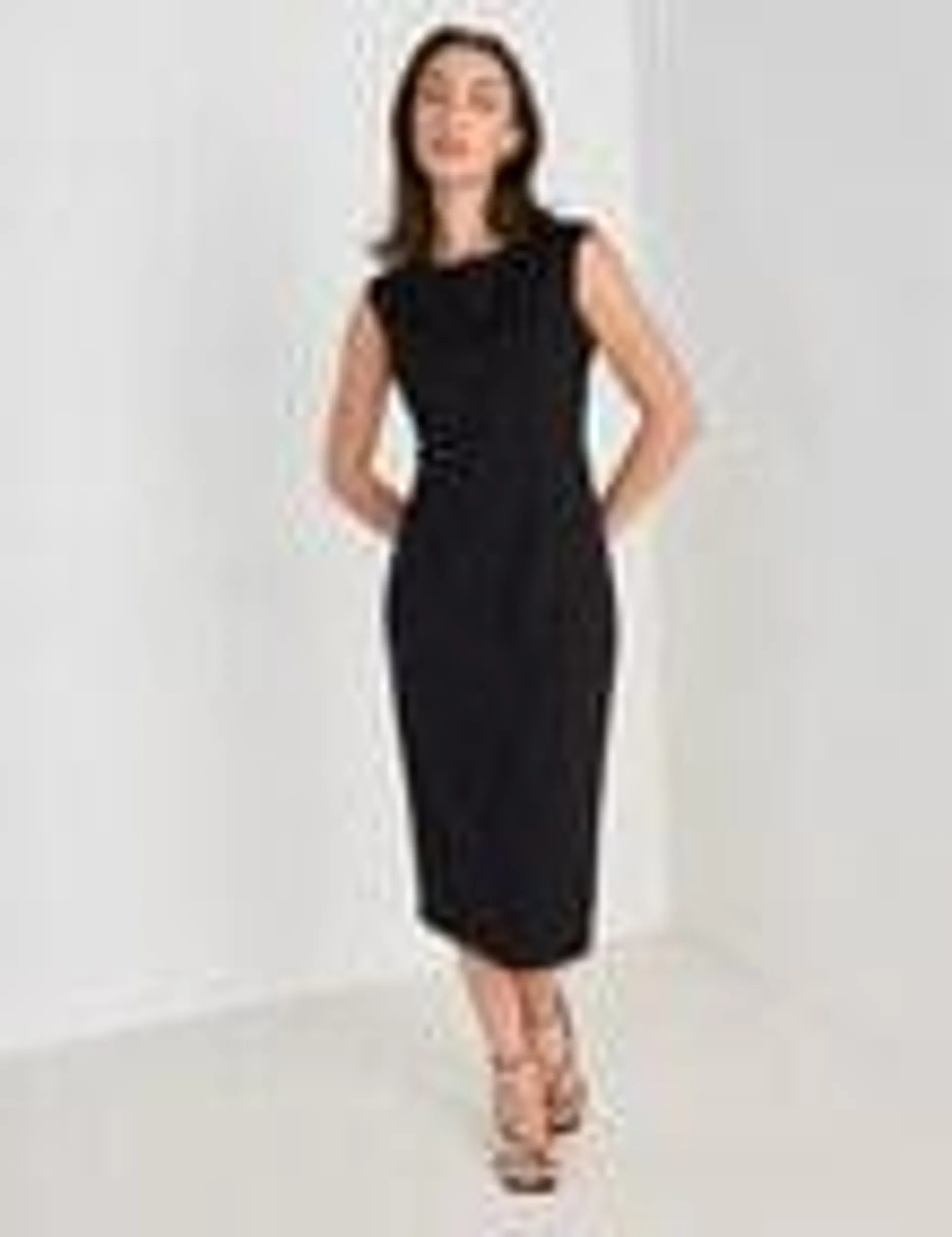 Oliver Black Ponte Midi Length Dress, Black