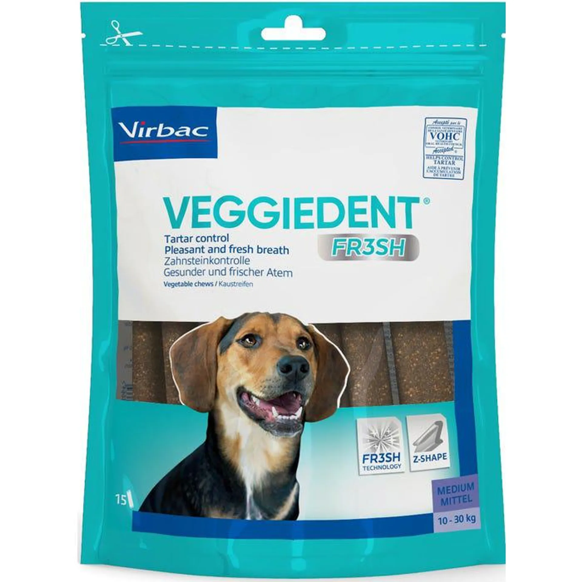 Veggiedent Dental Health Dog Treat Fresh Chew Medium Dogs 15pk