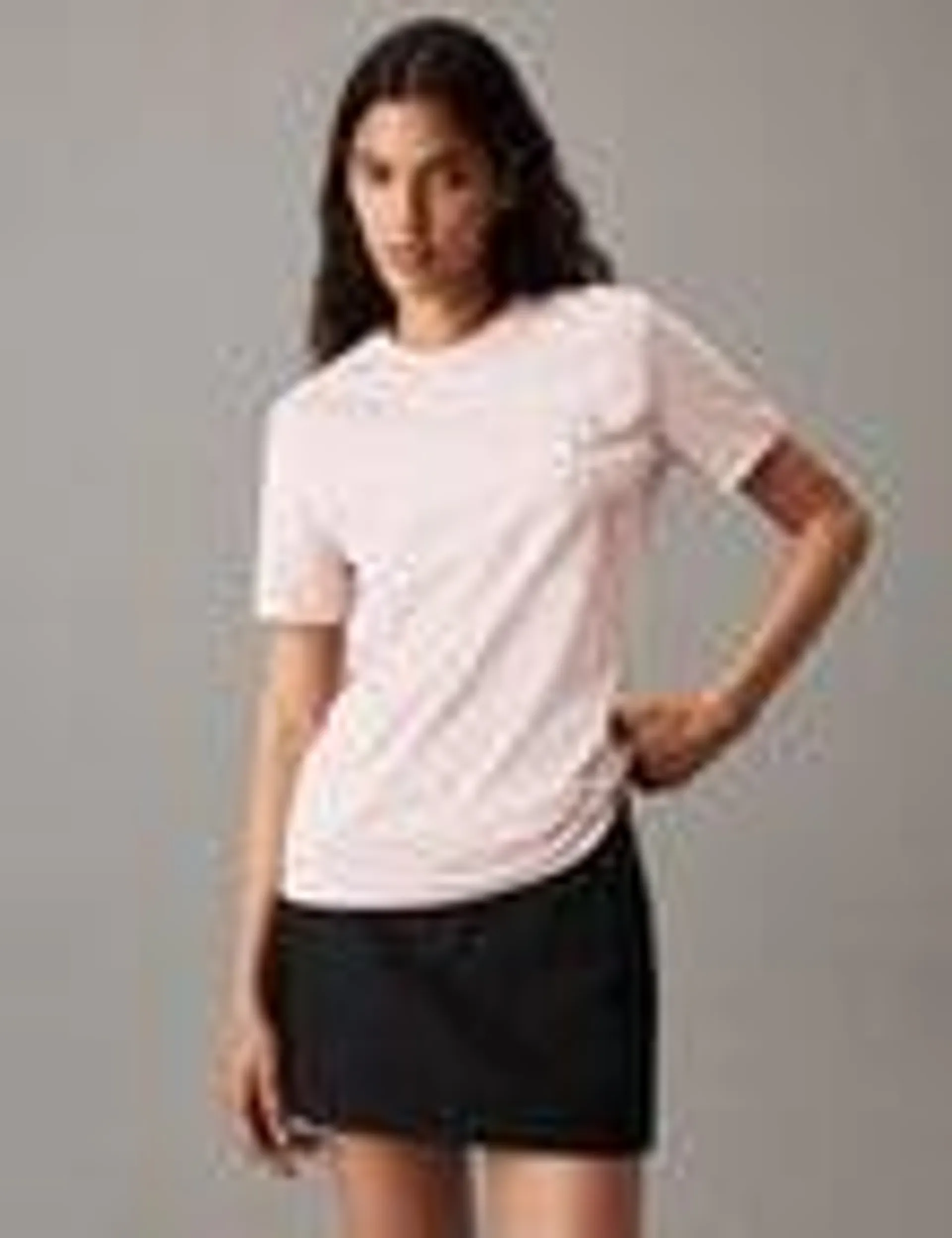 Calvin Klein Embroidered Regular Tee, Peach Whip