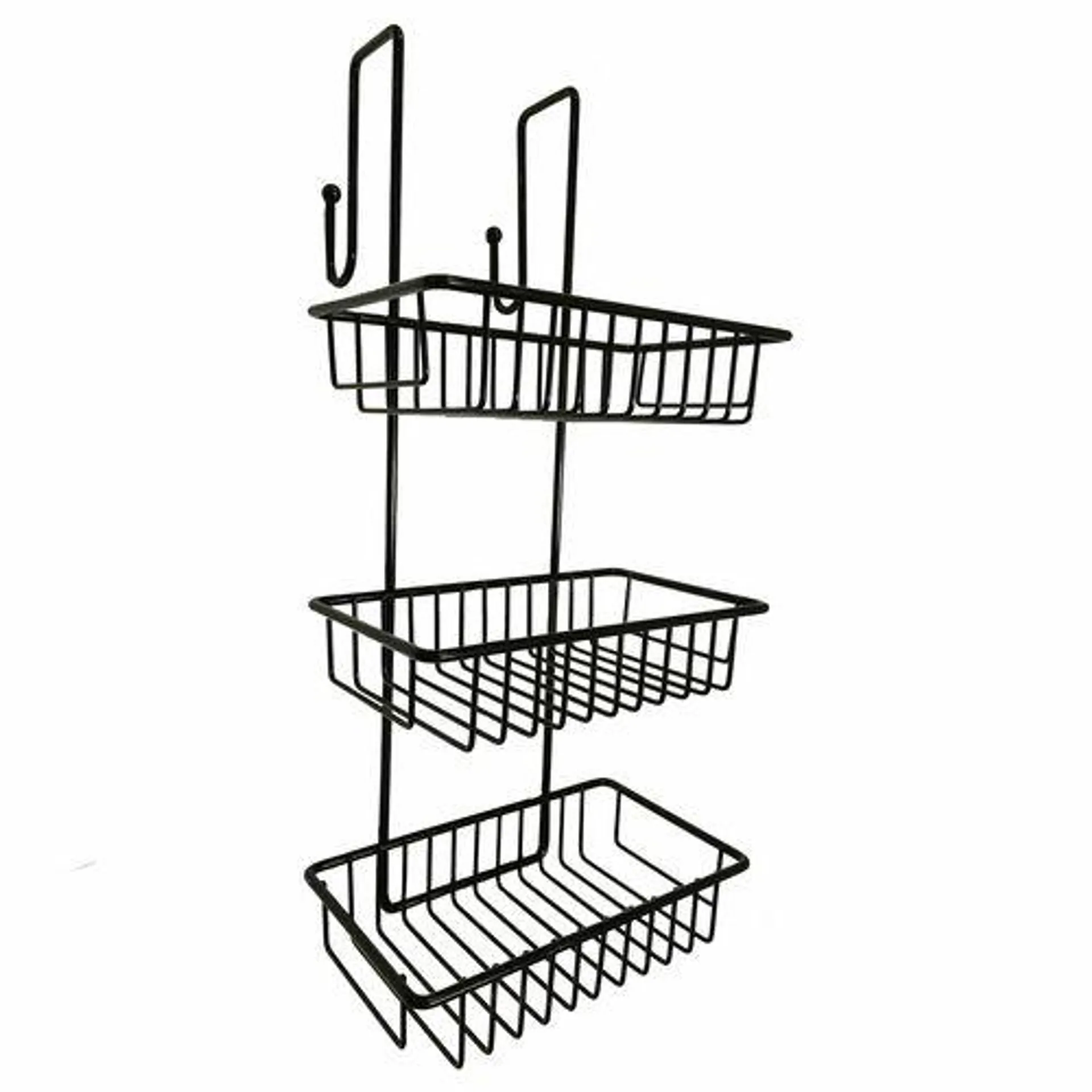 Barelli Black Over Screen Bathroom Shower Caddy With Hooks