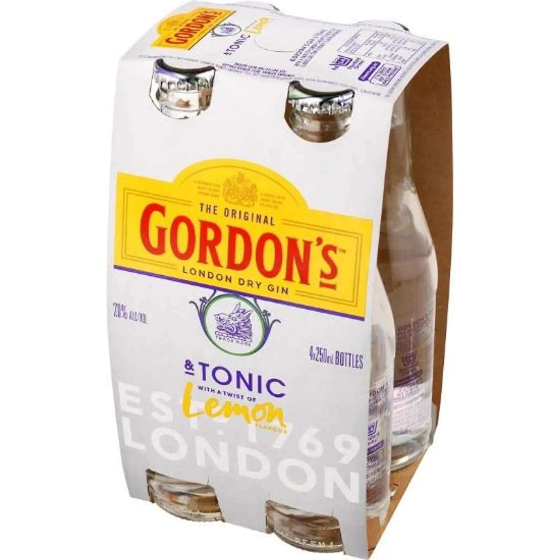 Gordon's Gin & Tonic 7% Bottles 4x250ml