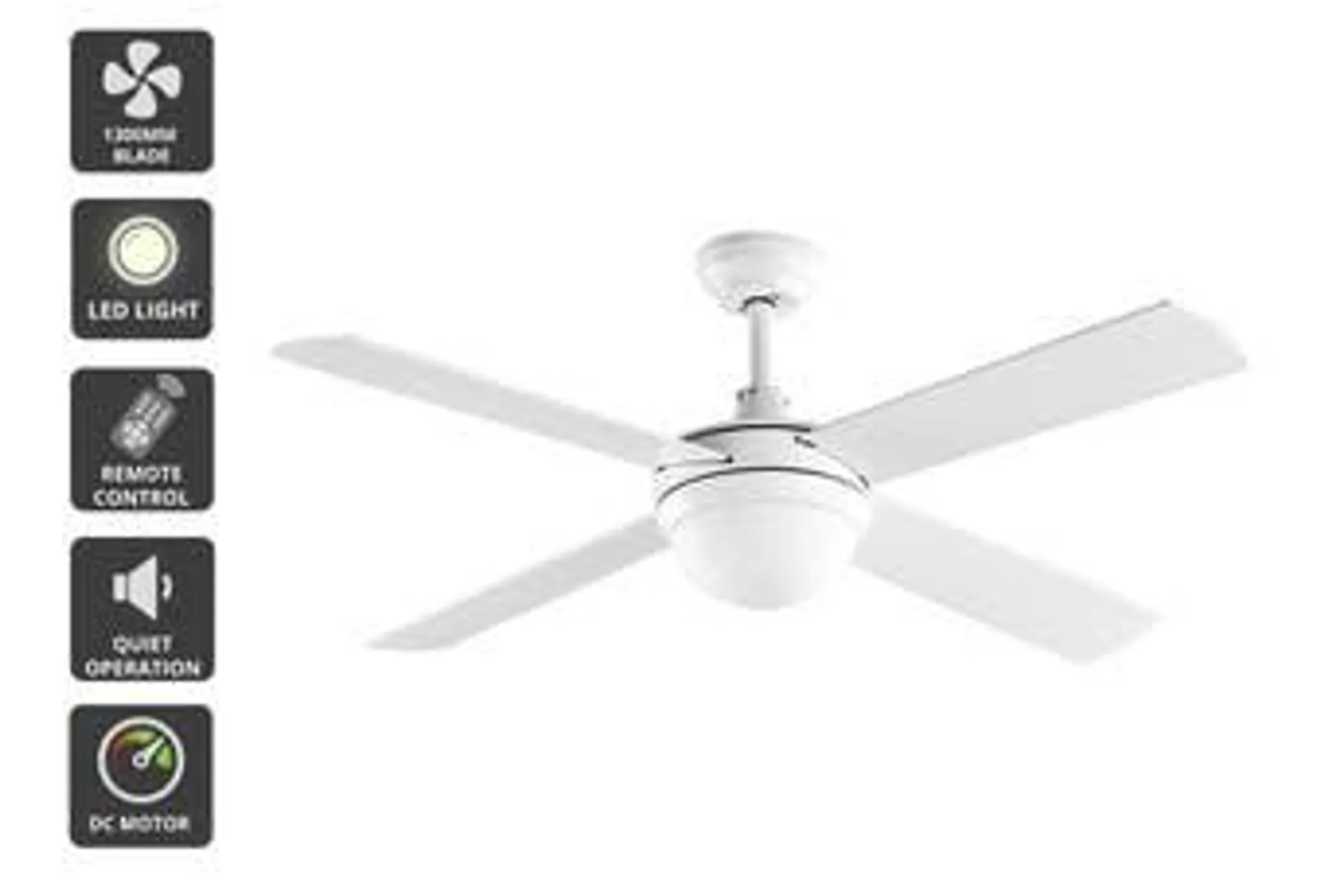 Kogan 52″ 1300mm DC Motor Ceiling Fan with Light & Remote (White)