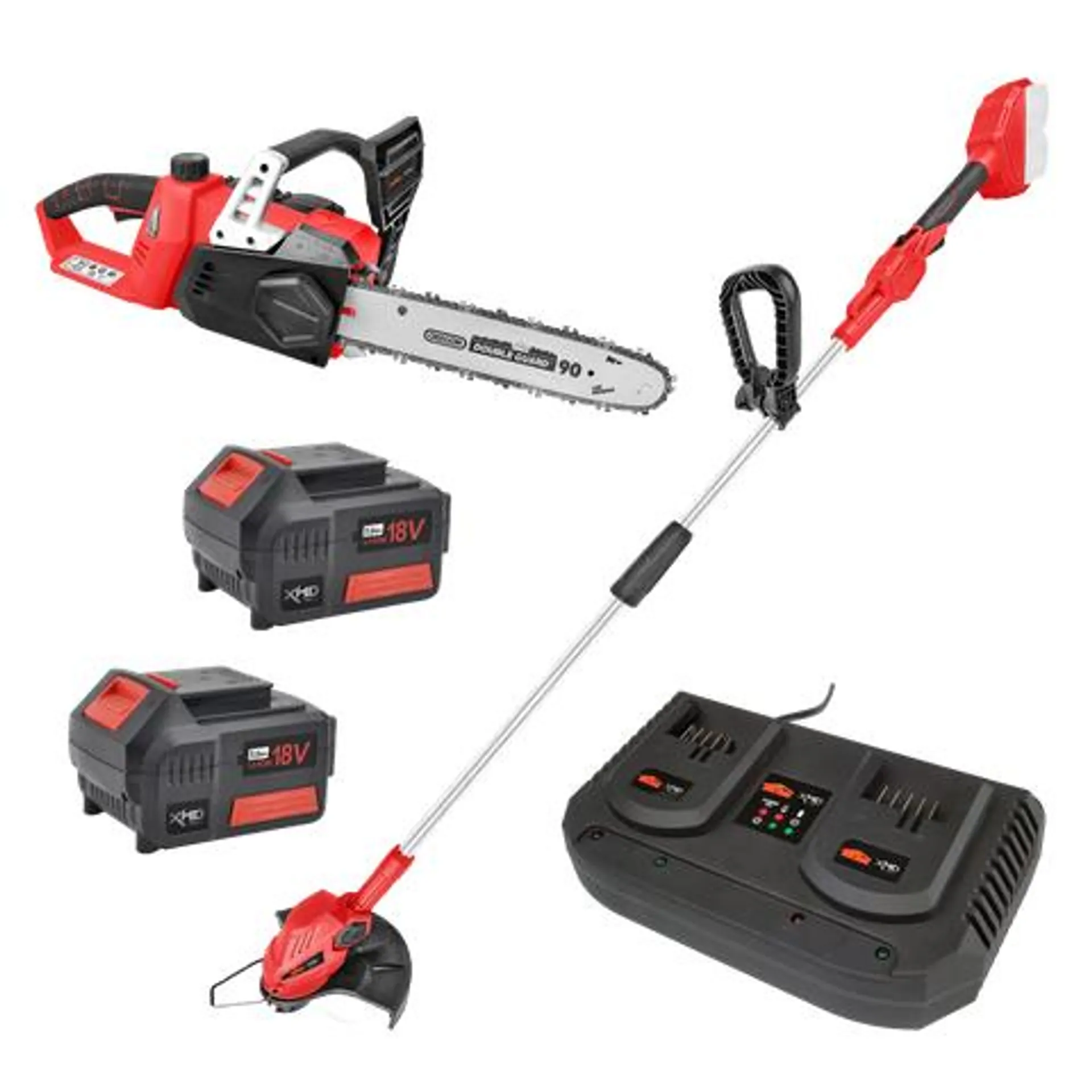 XHD Lithium Cordless Chainsaw and Line Trimmer 18V 5Ah Kit