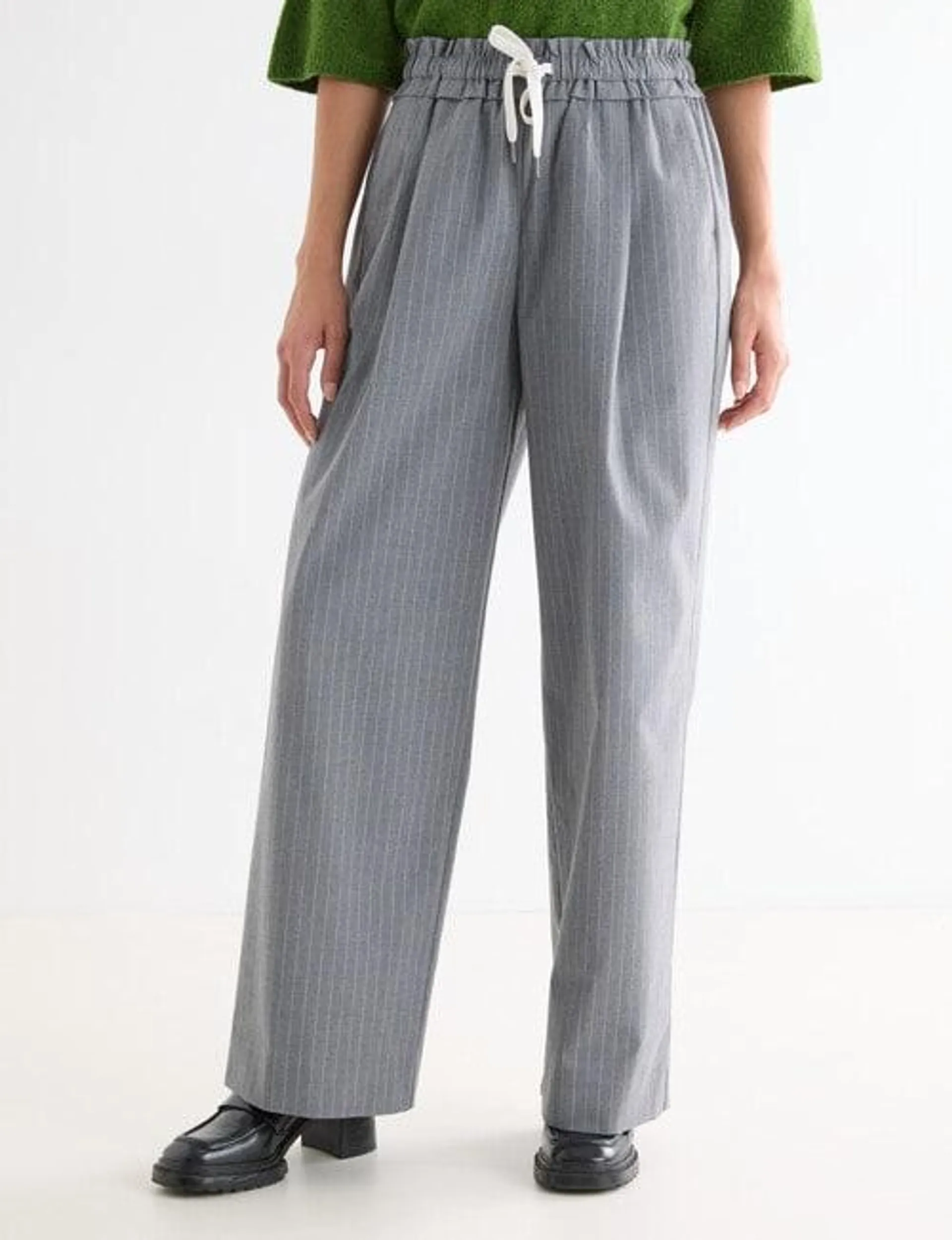 Mineral Stripe Beth Wide leg Pant, Grey