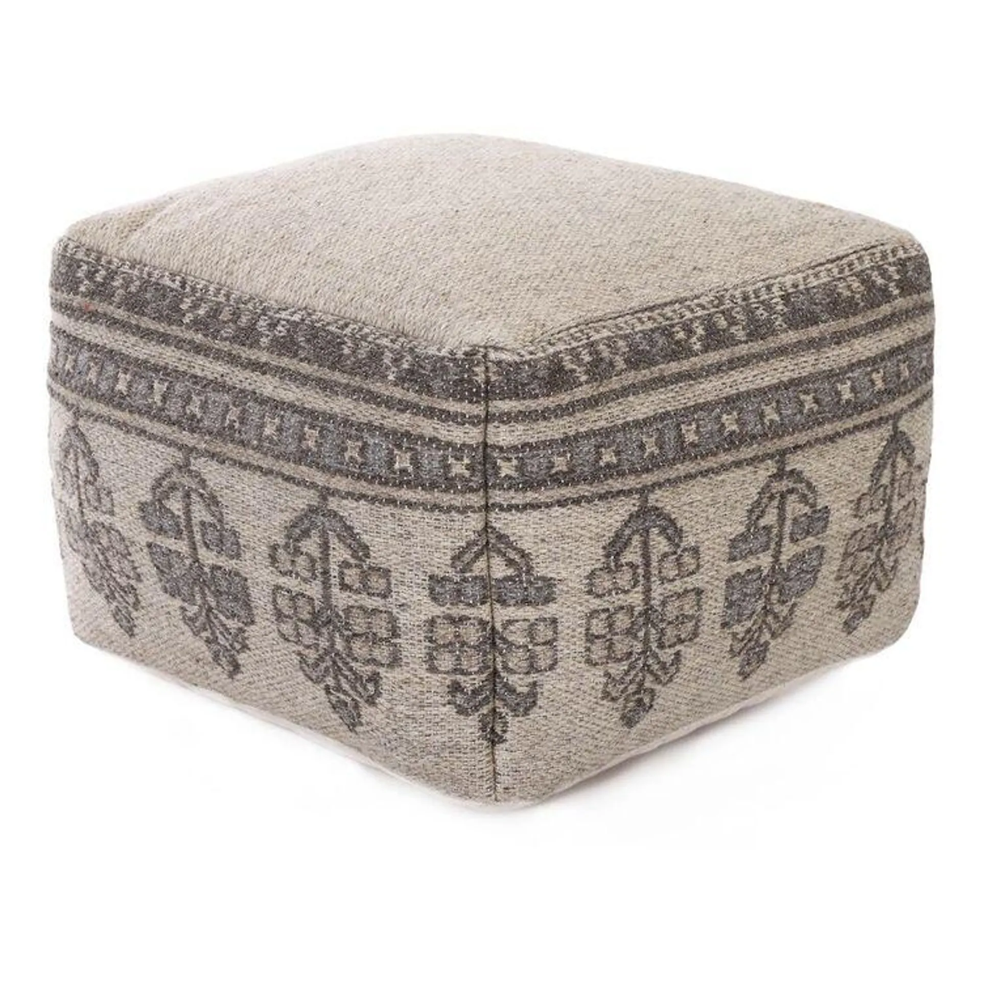 KOO Vila Wool Jacquard Ottoman Cover Brown 45 x 30 cm