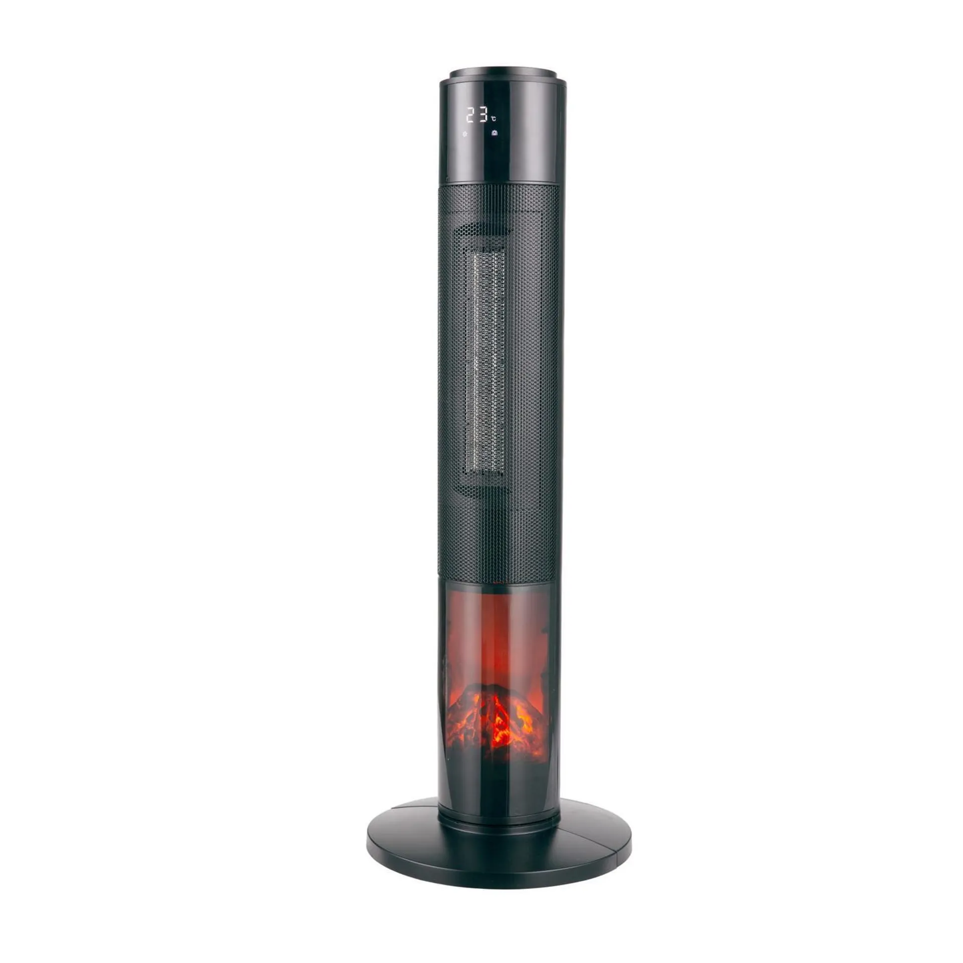 Flame Effect Ceramic Tower Heater 2kW Black