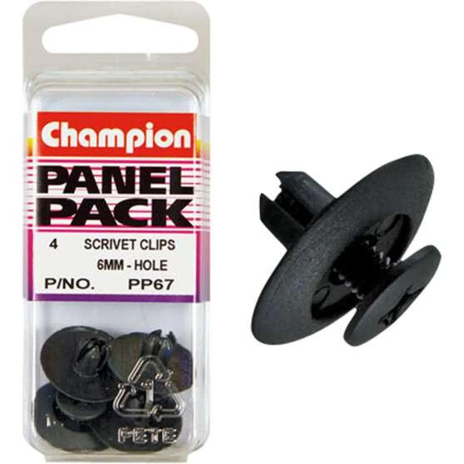 Champion Scrivet Clips - 6mm, PP67, Panel Pack