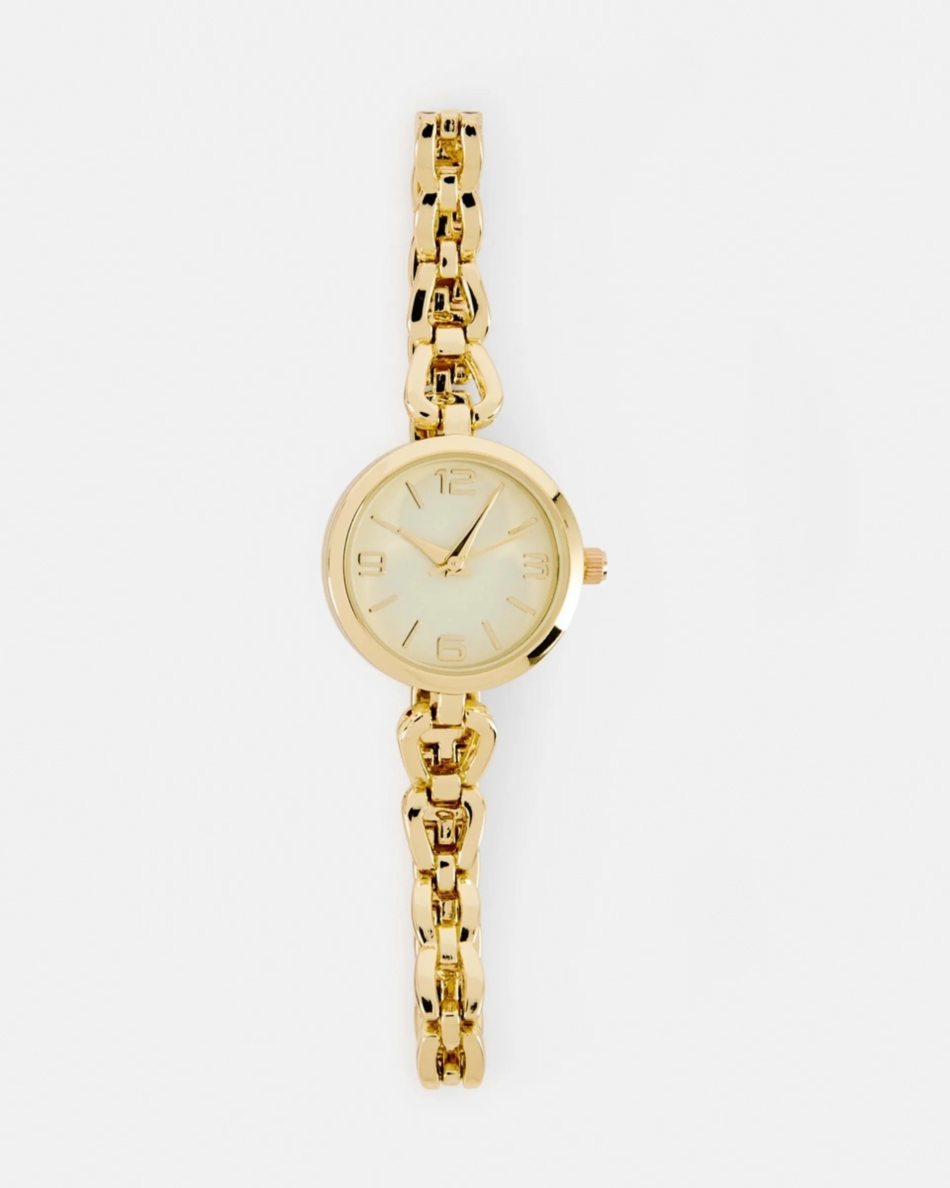 Womens Round Dainty Chain Watch - Gold Tone