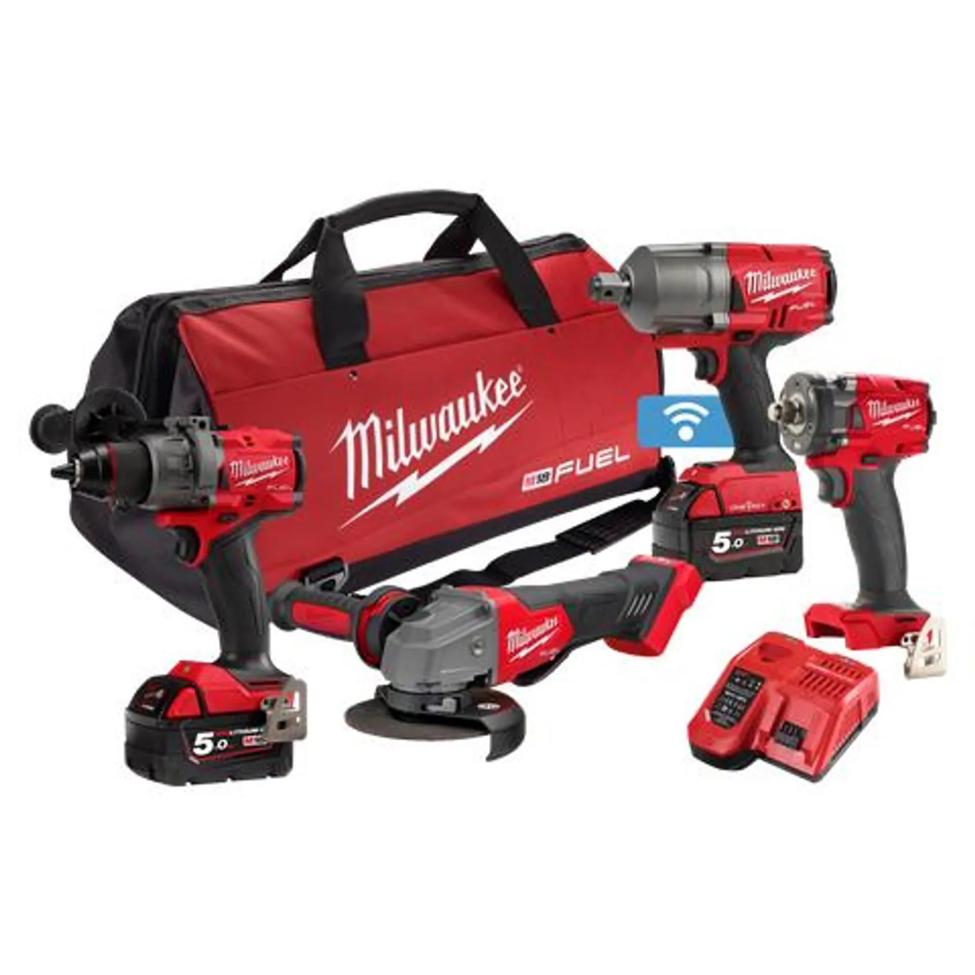 Milwaukee M18 FUEL Cordless Power Pack Brushless 4pc Kit 4B3 18V 5Ah