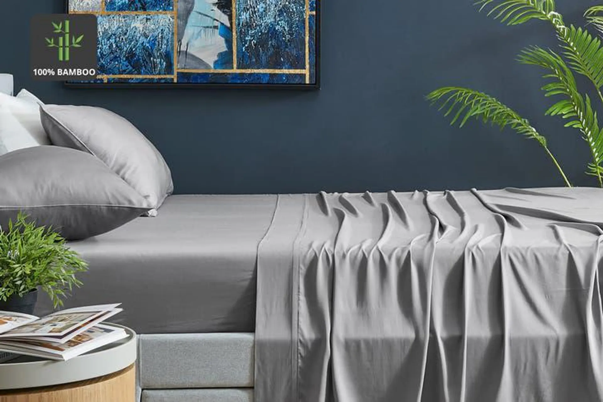 Ovela 100% Natural Bamboo Bed Sheet Set (Silver, Single)