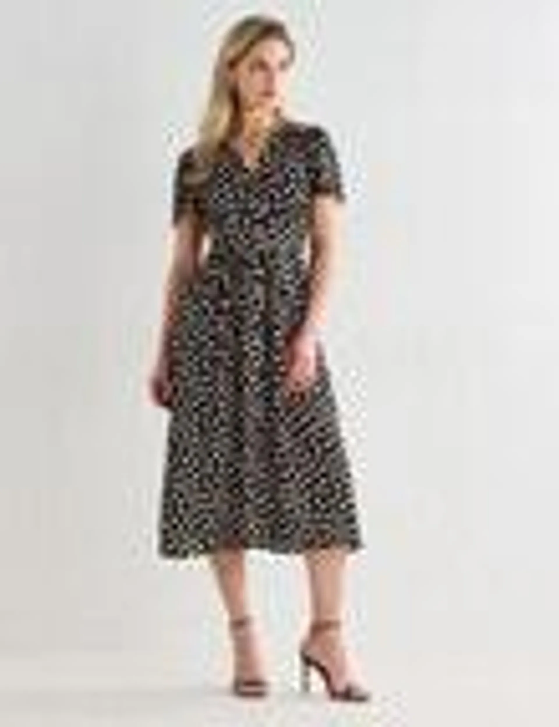 Whistle Tea Dress Polka Dot, Black & Ecru