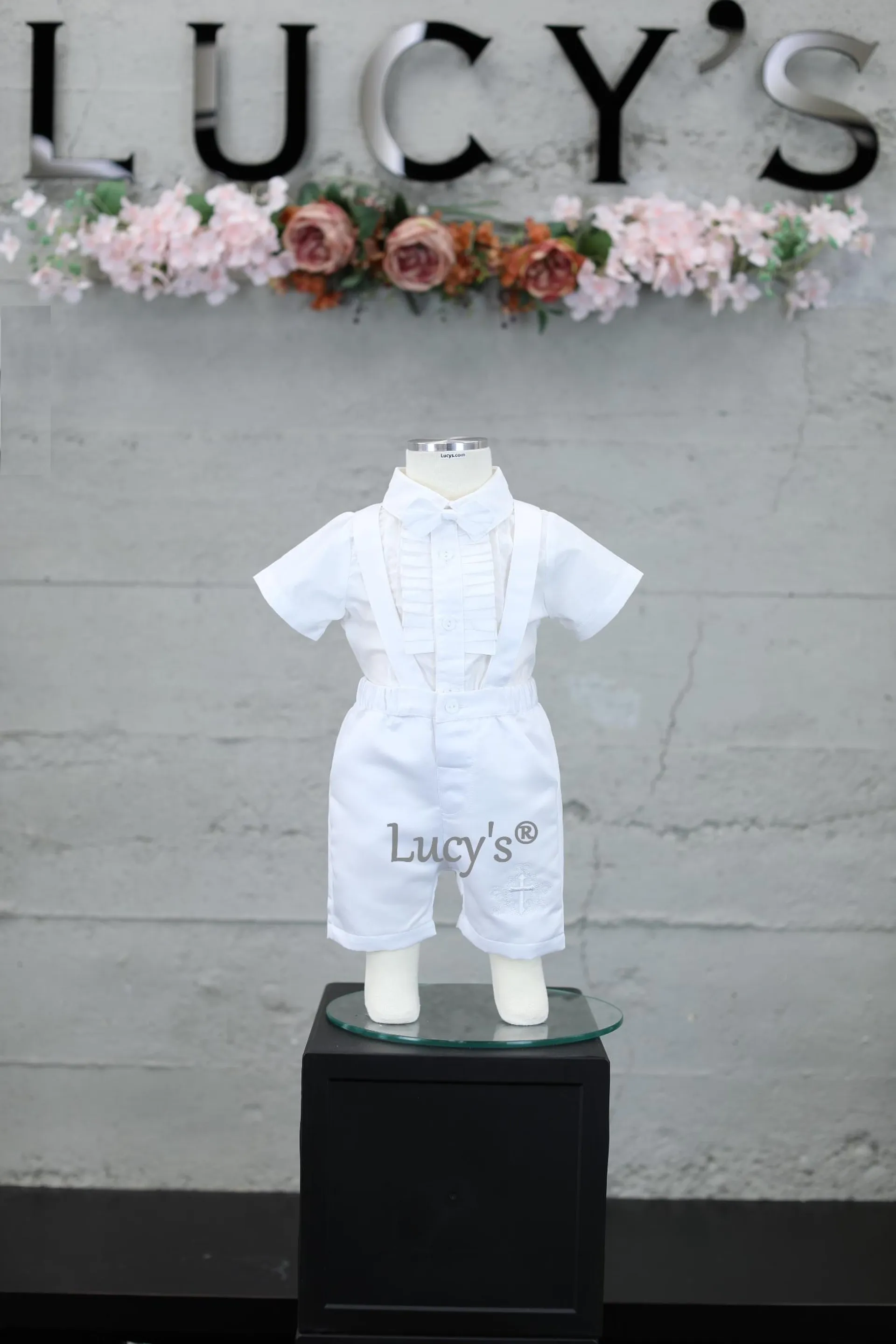 Baby Boys Premium Christening/Baptism Bodysuit Suspender Pants Outfit - Daniel II