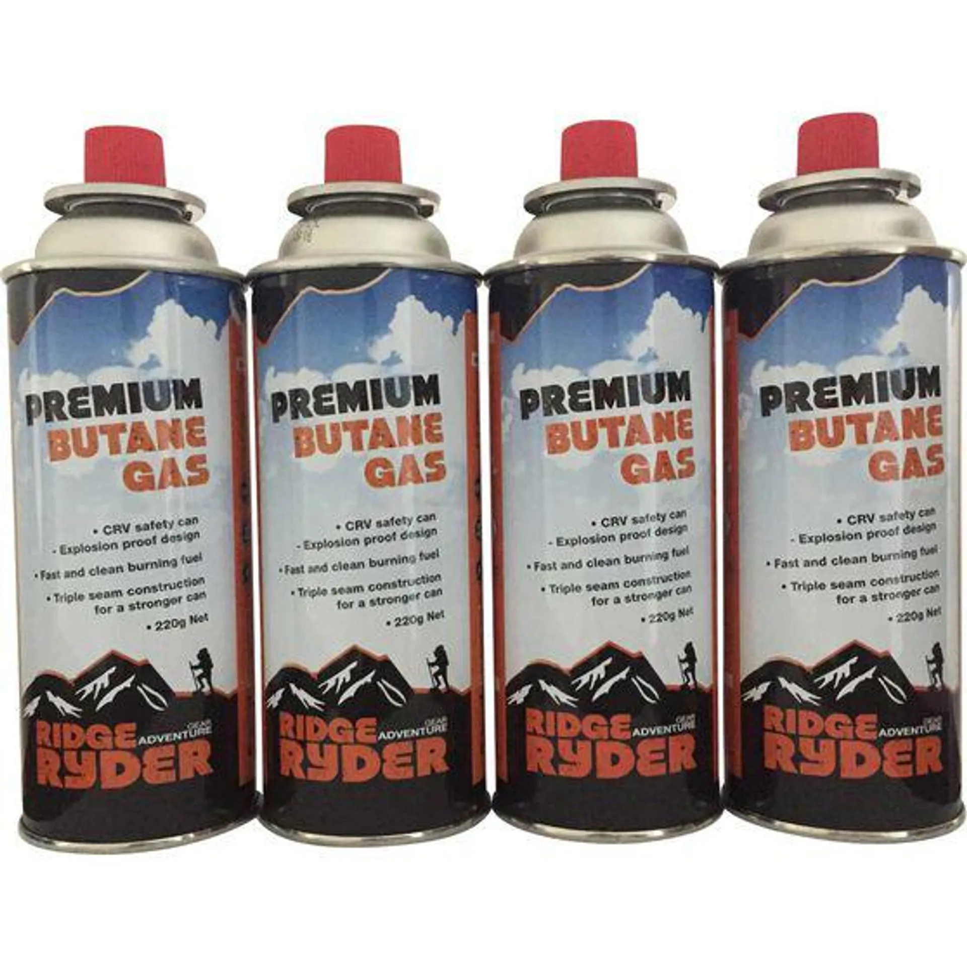 Ridge Ryder Butane Gas 220g 4 Pack