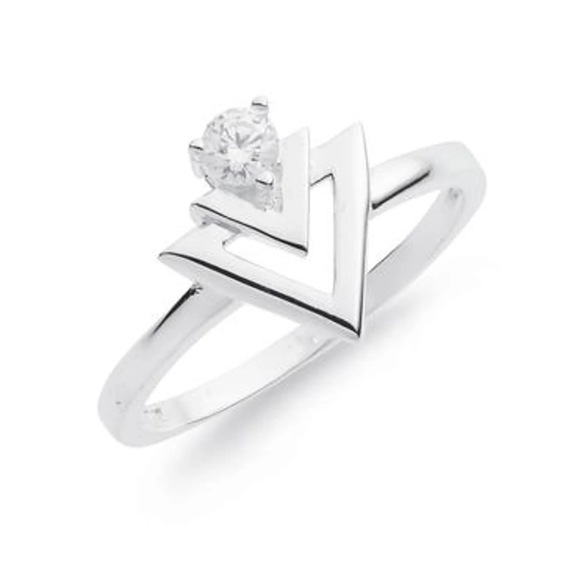 Sterling Silver Cubic Zirconia Triangle Ring