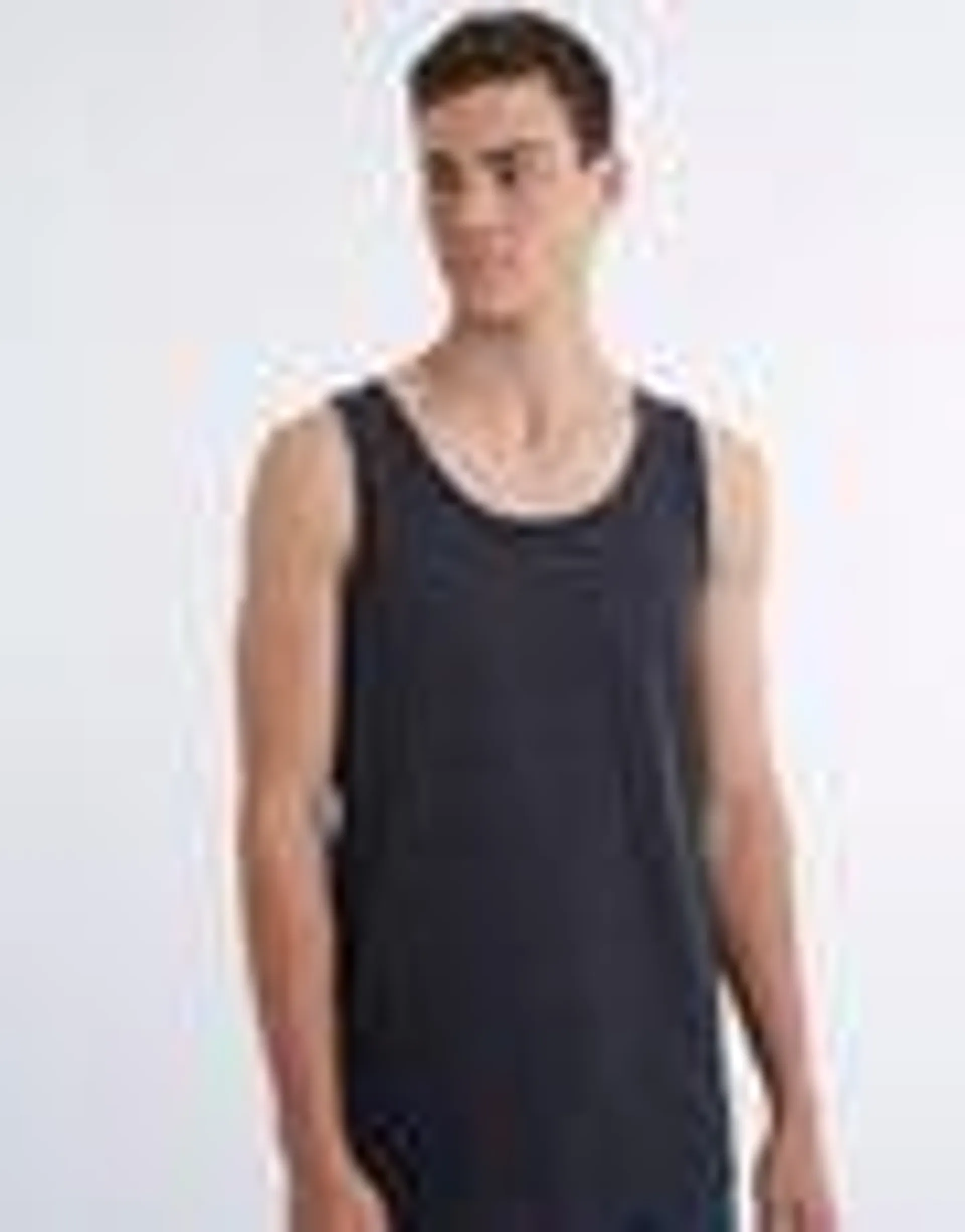 Organic Cotton Relaxed Fit Singlet in Char Marl