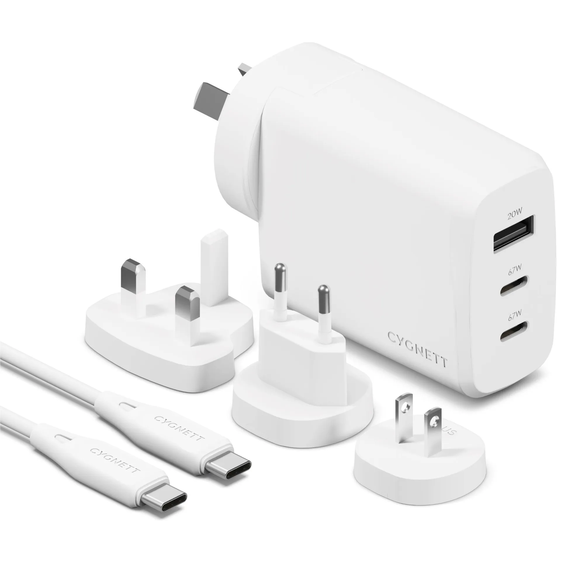 Cygnett Voyager 67W Multiport GaN Travel Wall Charger (White)