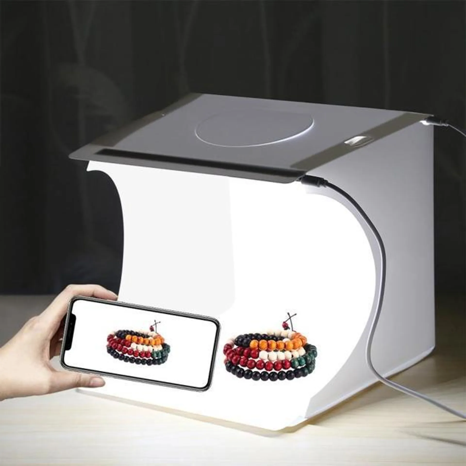 Mini Folding Lightbox 2 LED Photography Softbox - White