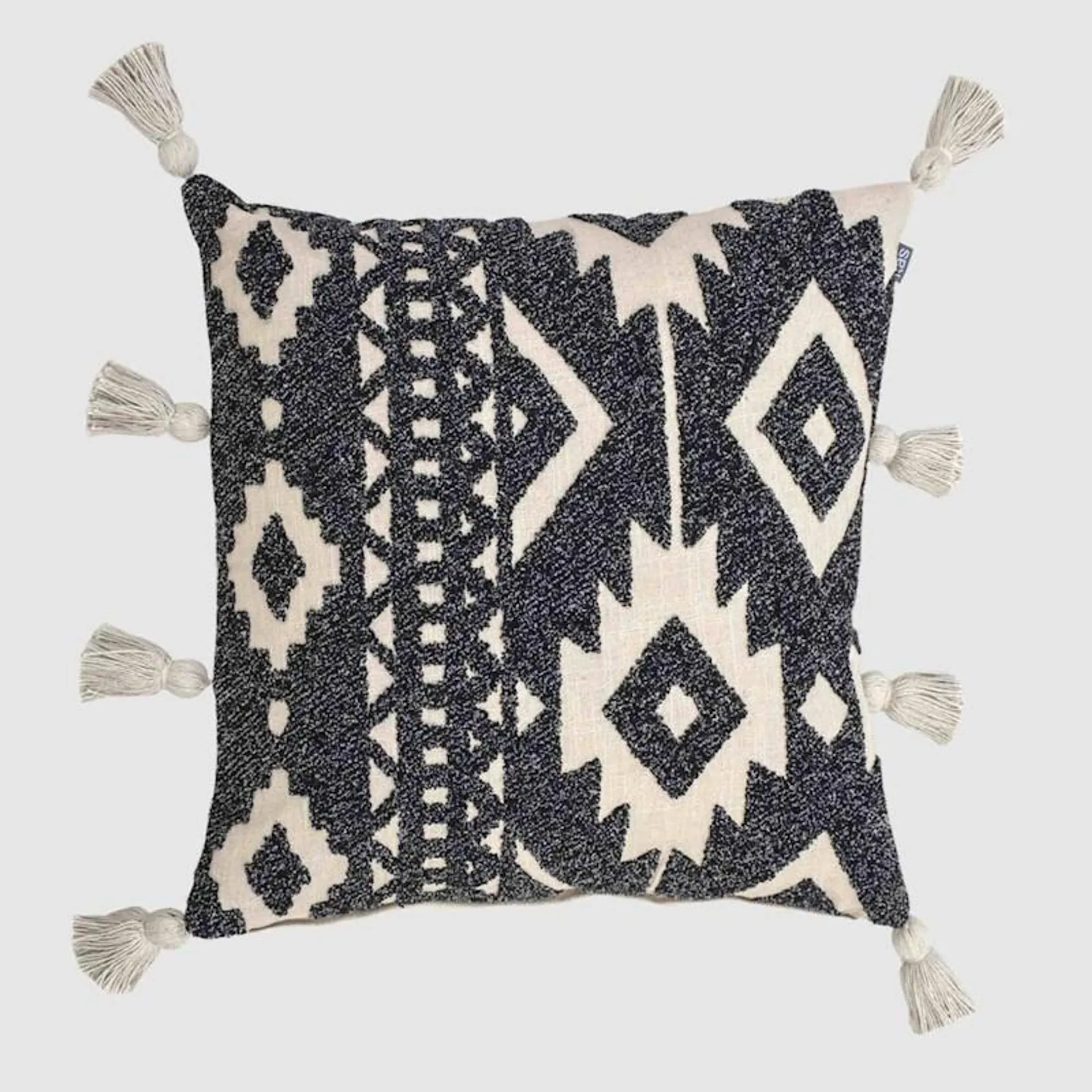 KAS Tozzi Cotton Tufted Cushion with Tassels 50x50cm