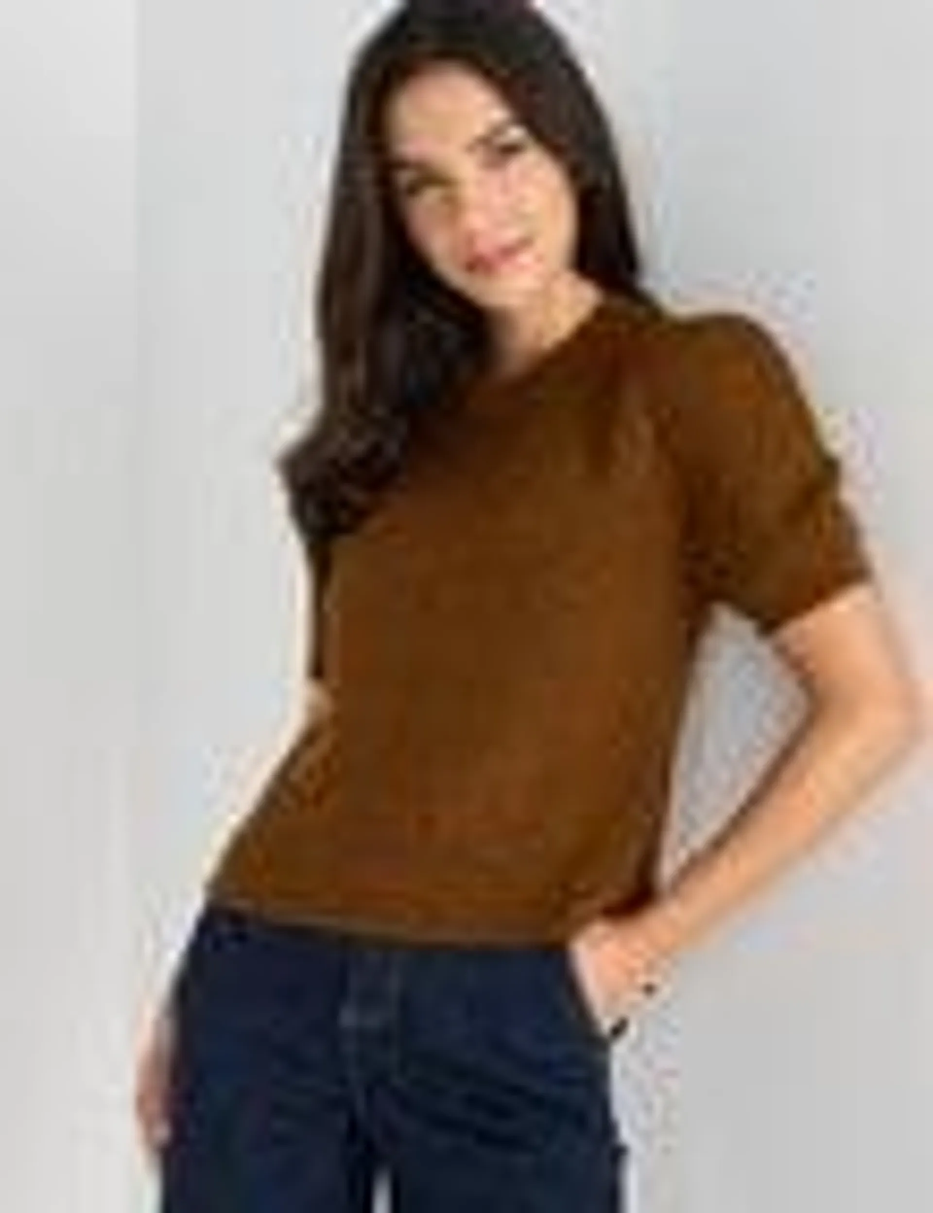 Whistle Puff Sleeve Knitted Tee, Fig