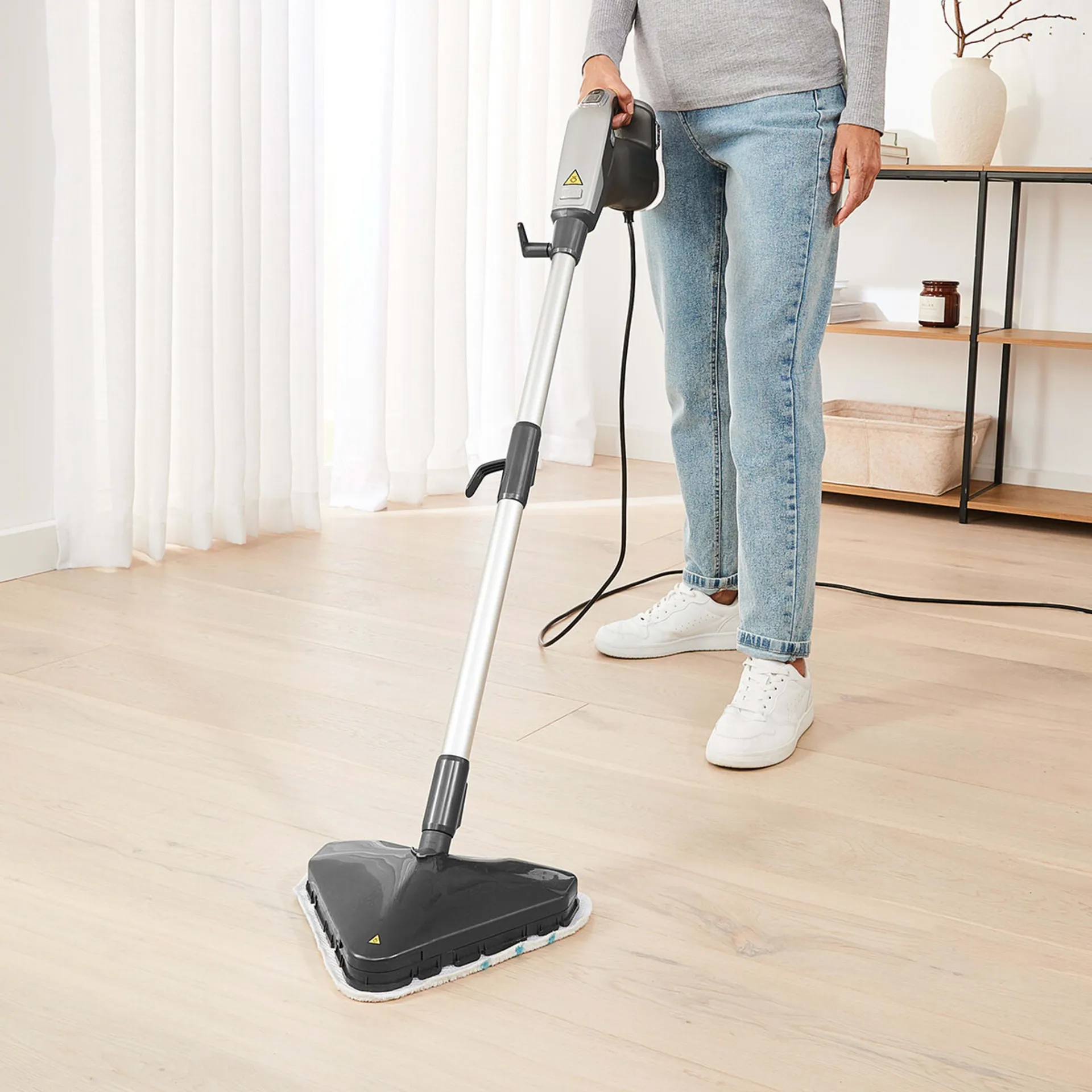 2-in-1 Floor & Hand Steamer - Grey and Black