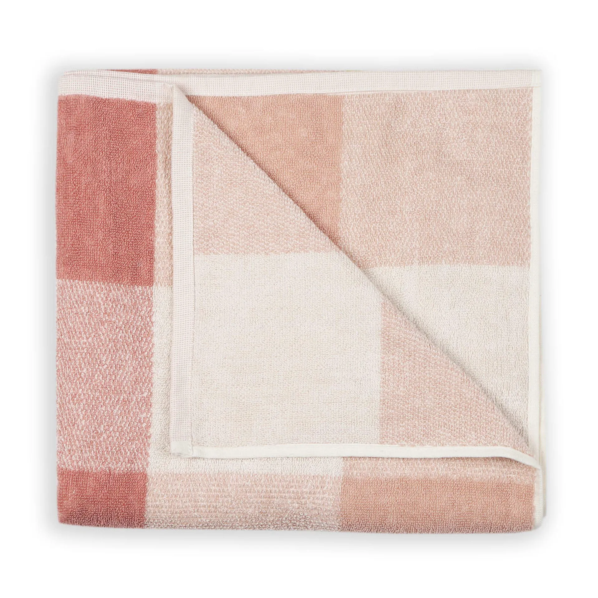 Gingham Cotton Bath Towel - Pink