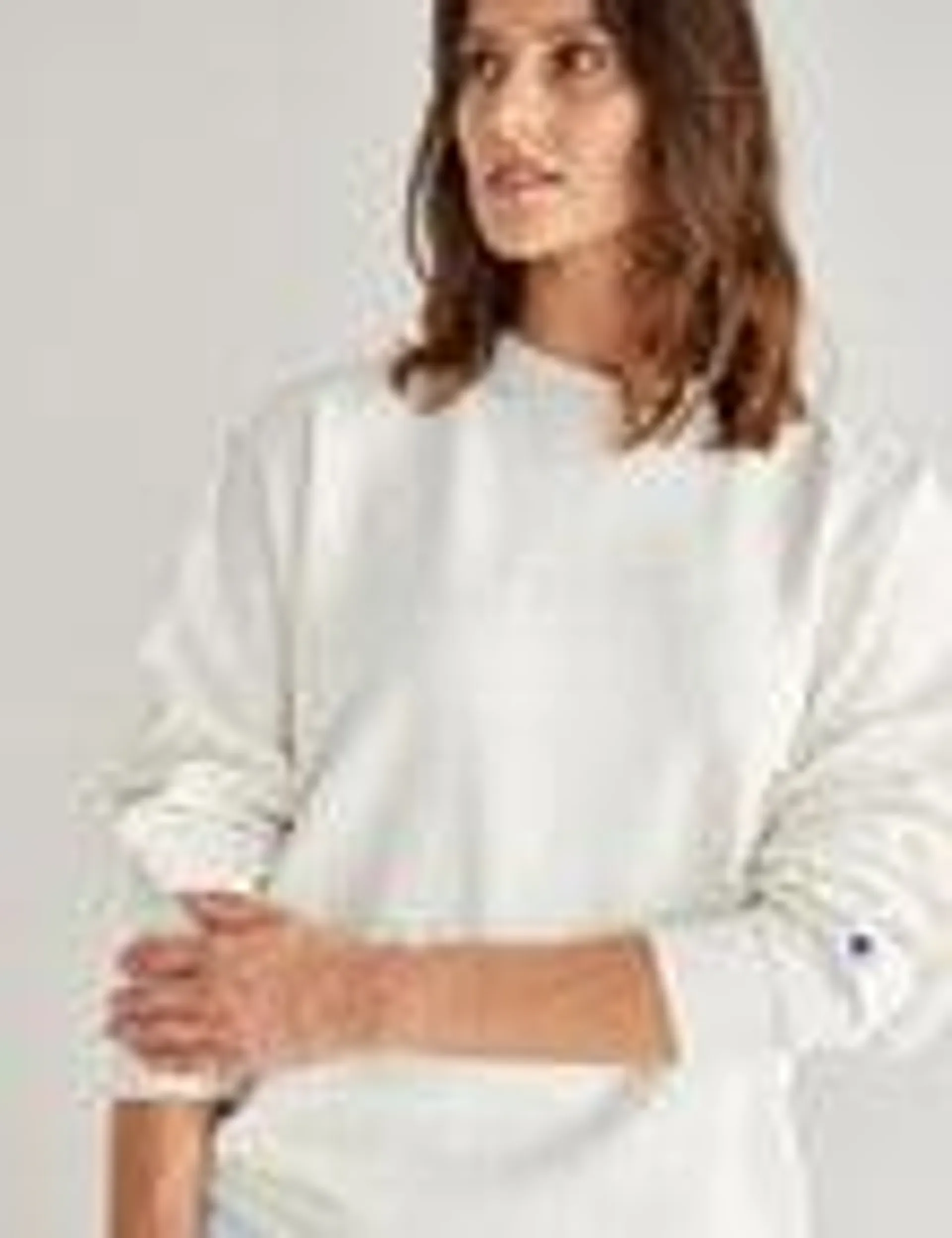 Champion Script Oversized Tonal Crew Top, Pearl