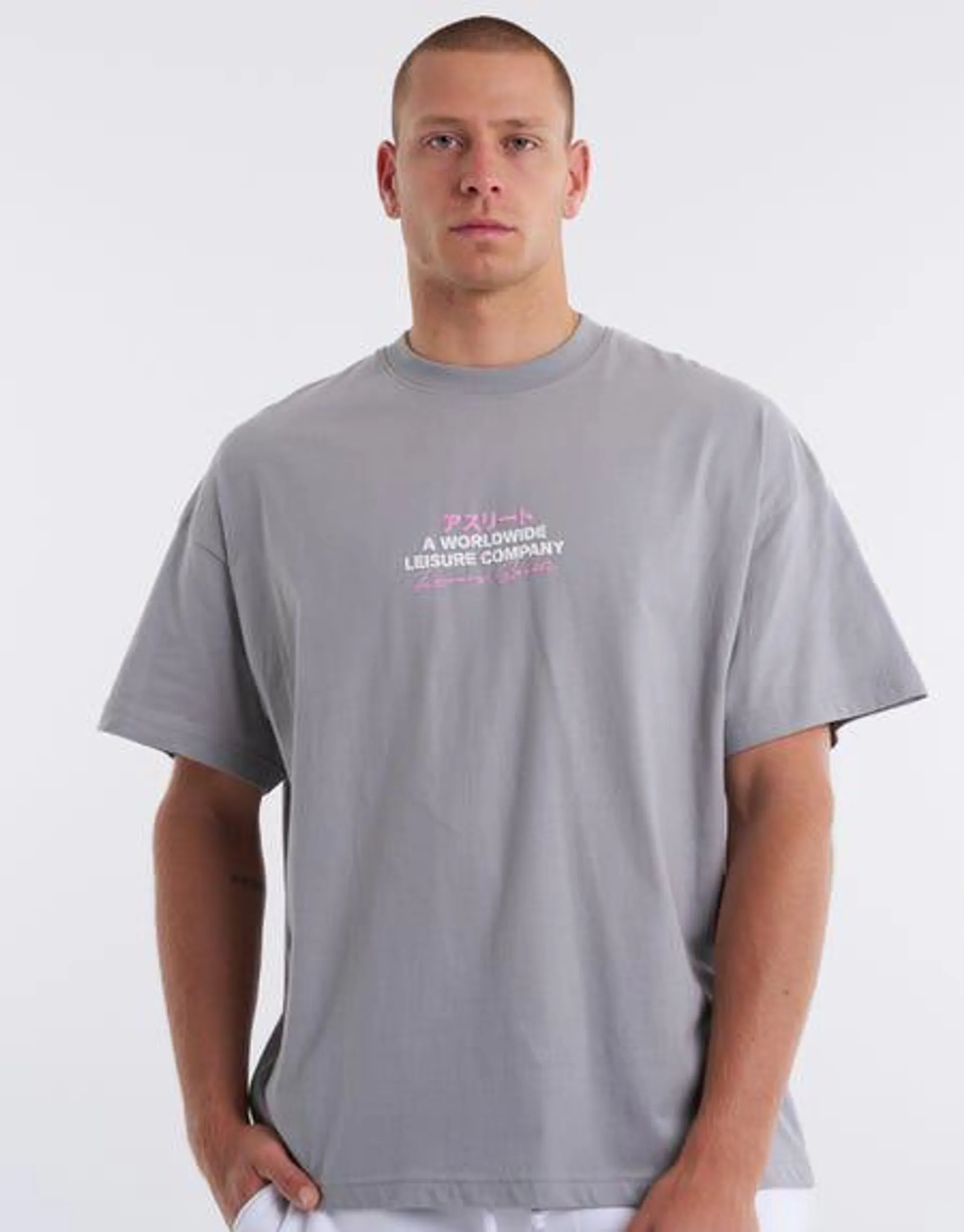 Athlete Box Fit T Shirt in Pebble