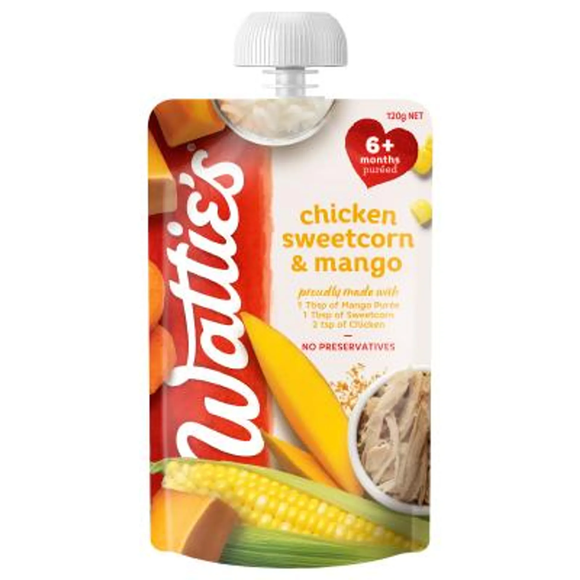 Wattie's For Baby Chicken Sweetcorn & Mango 6+ Months Pureed