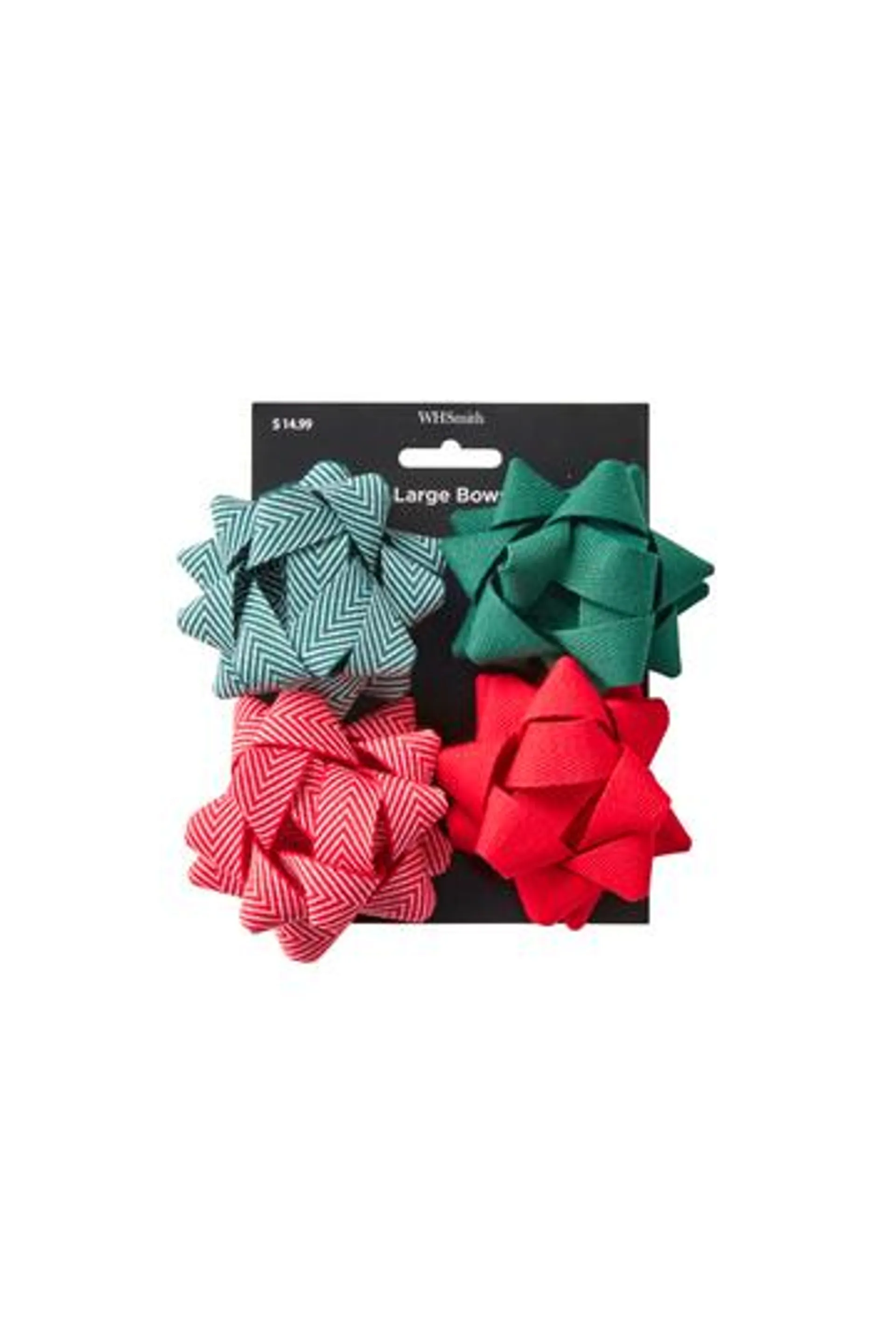WHSmith Large Red & Green Bows Pack of 4