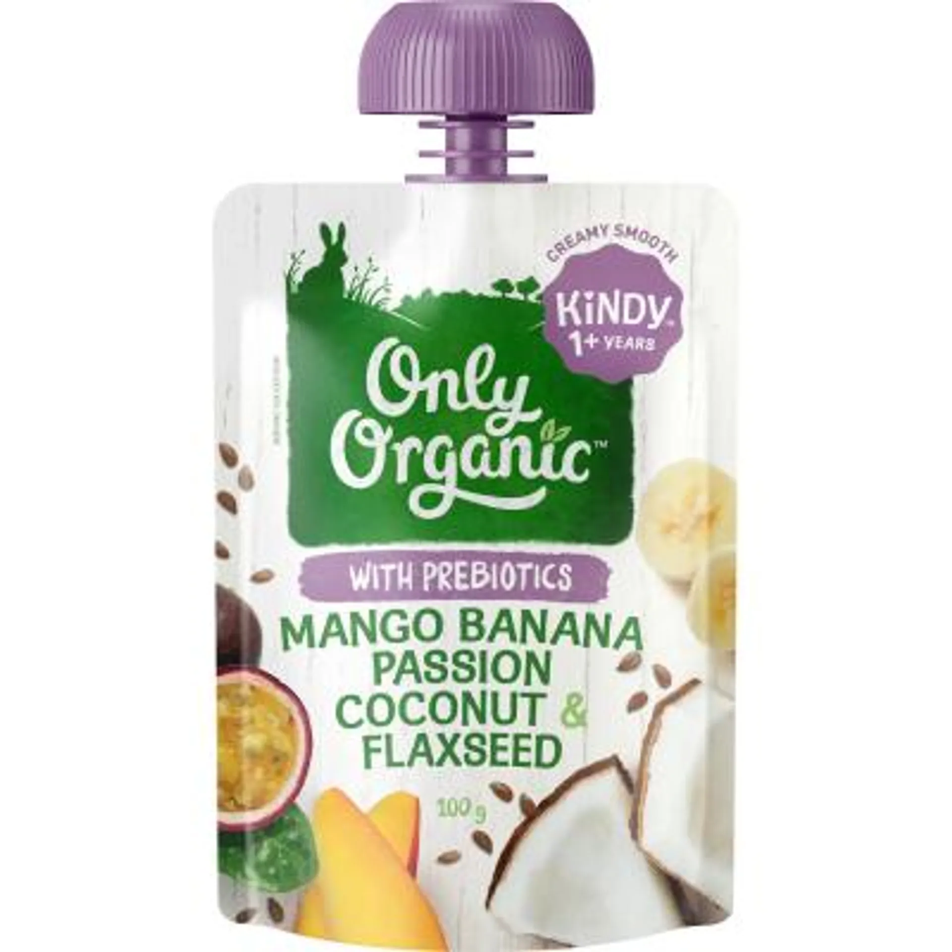 Only Organic Mango Banana Passion Coconut Flaxseed Kindy 1+ Years