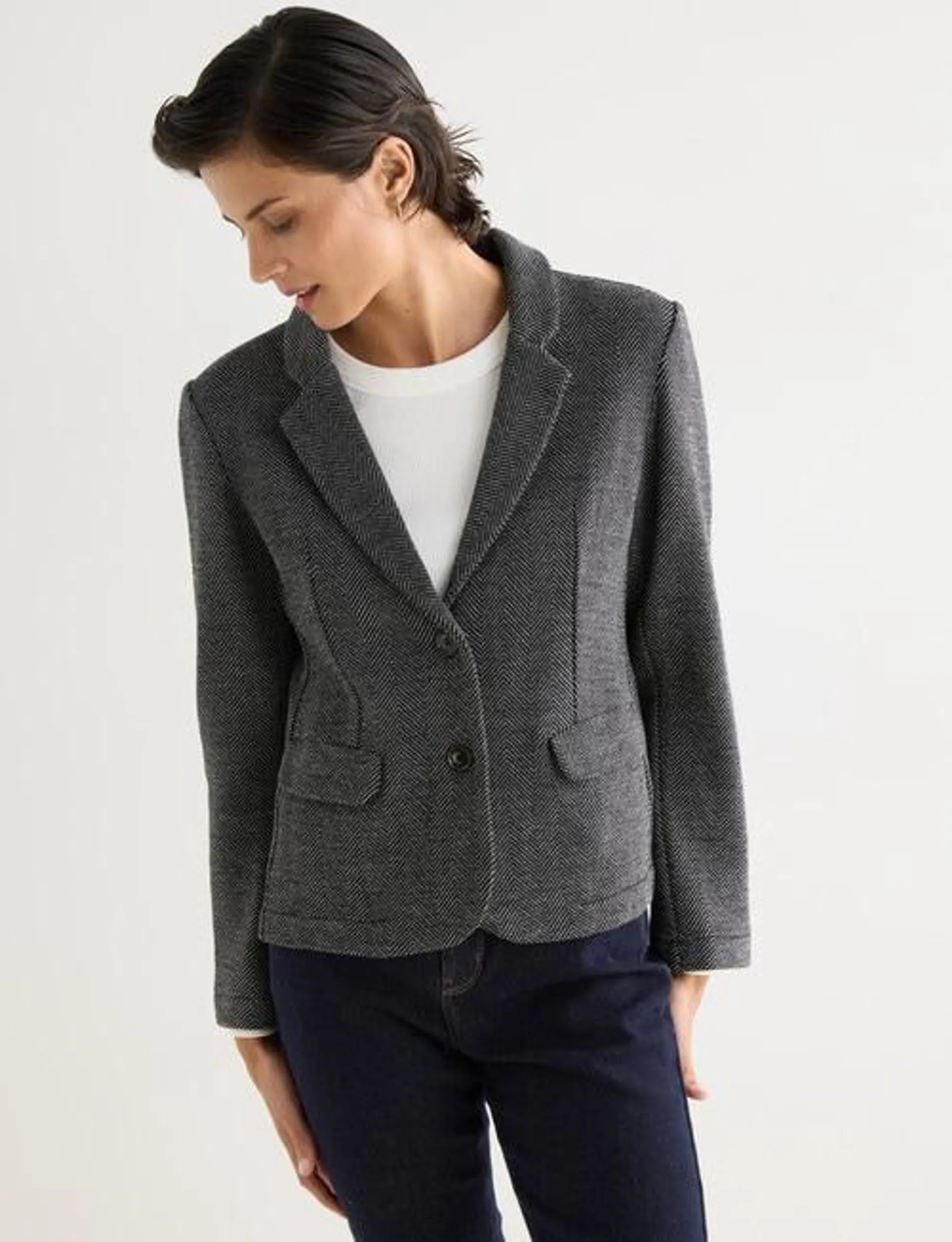 Jigsaw Herringbone Tidal Blazer, Grey