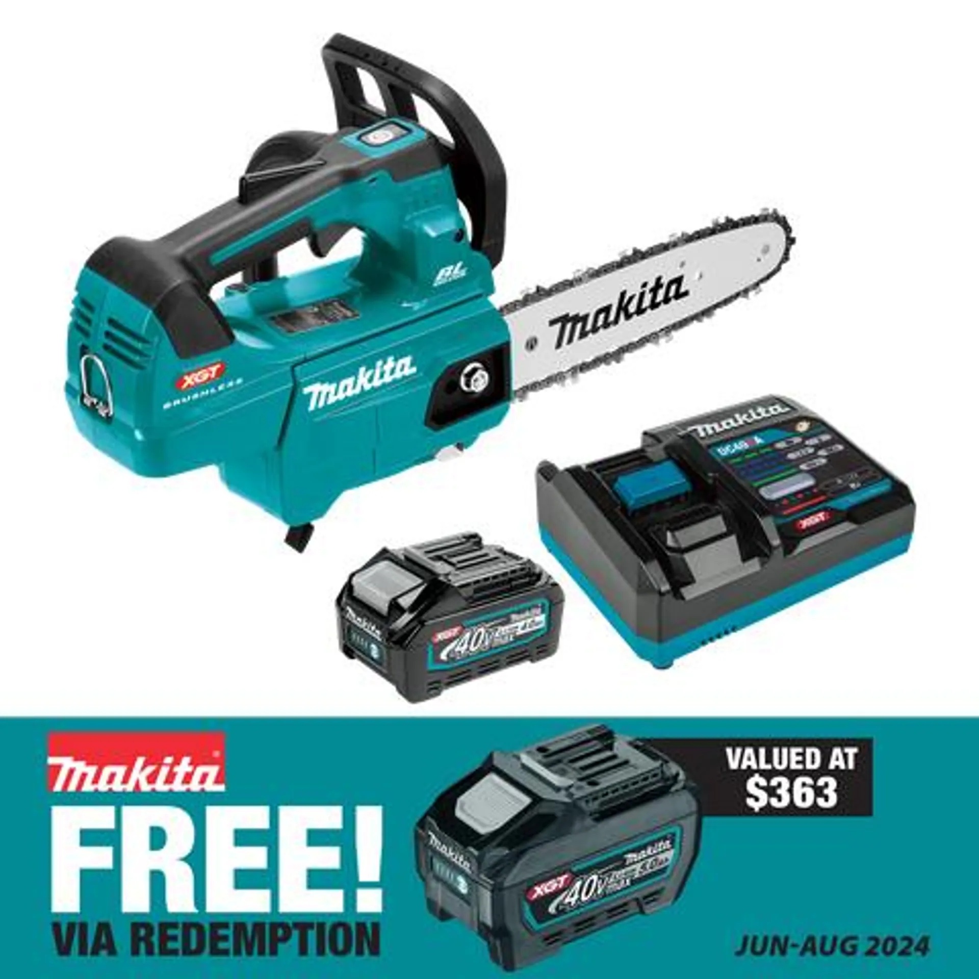 Makita XGT Cordless Chainsaw Brushless Top Handle 250mm 40V 4Ah